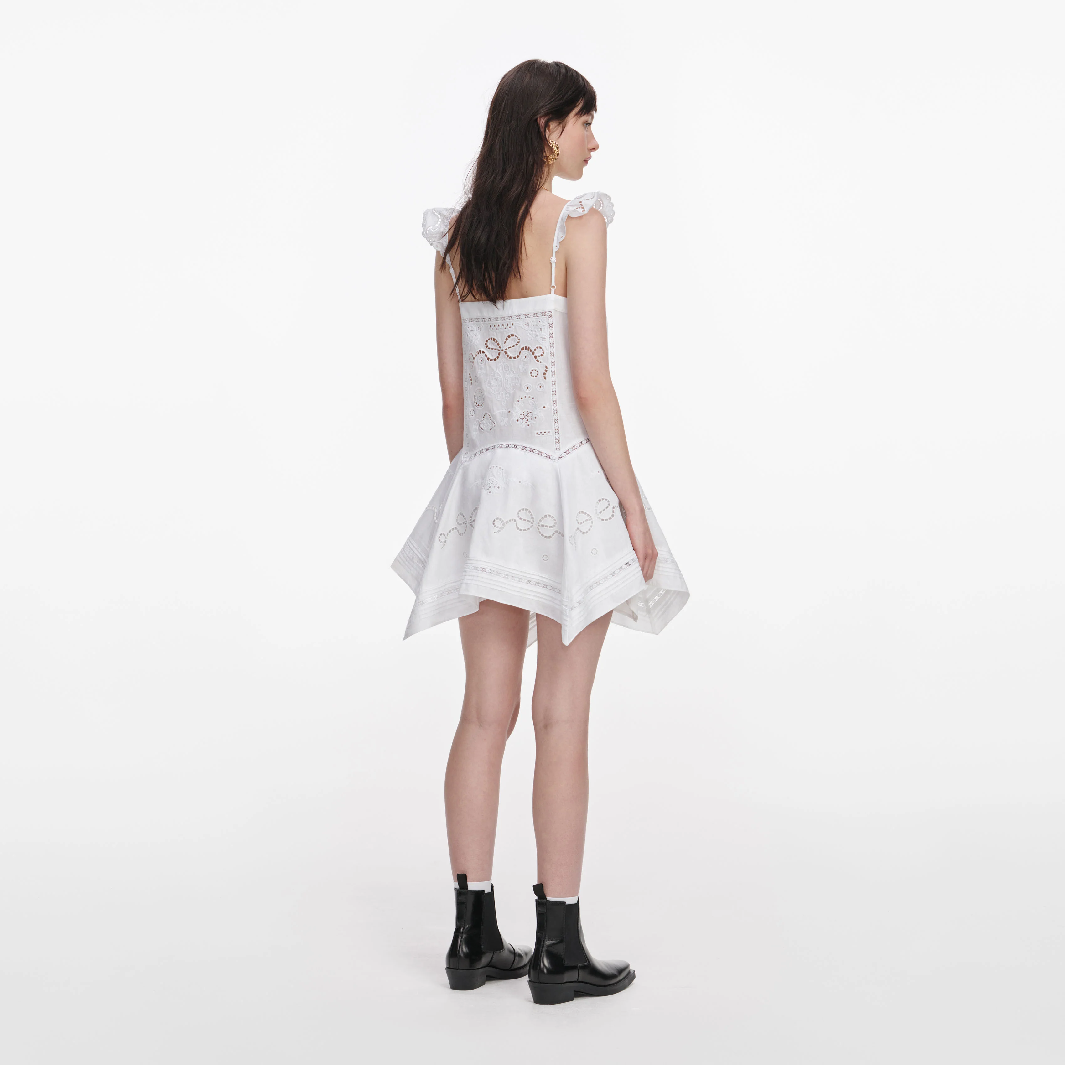 White Embroidered Mini Dress - Image 3