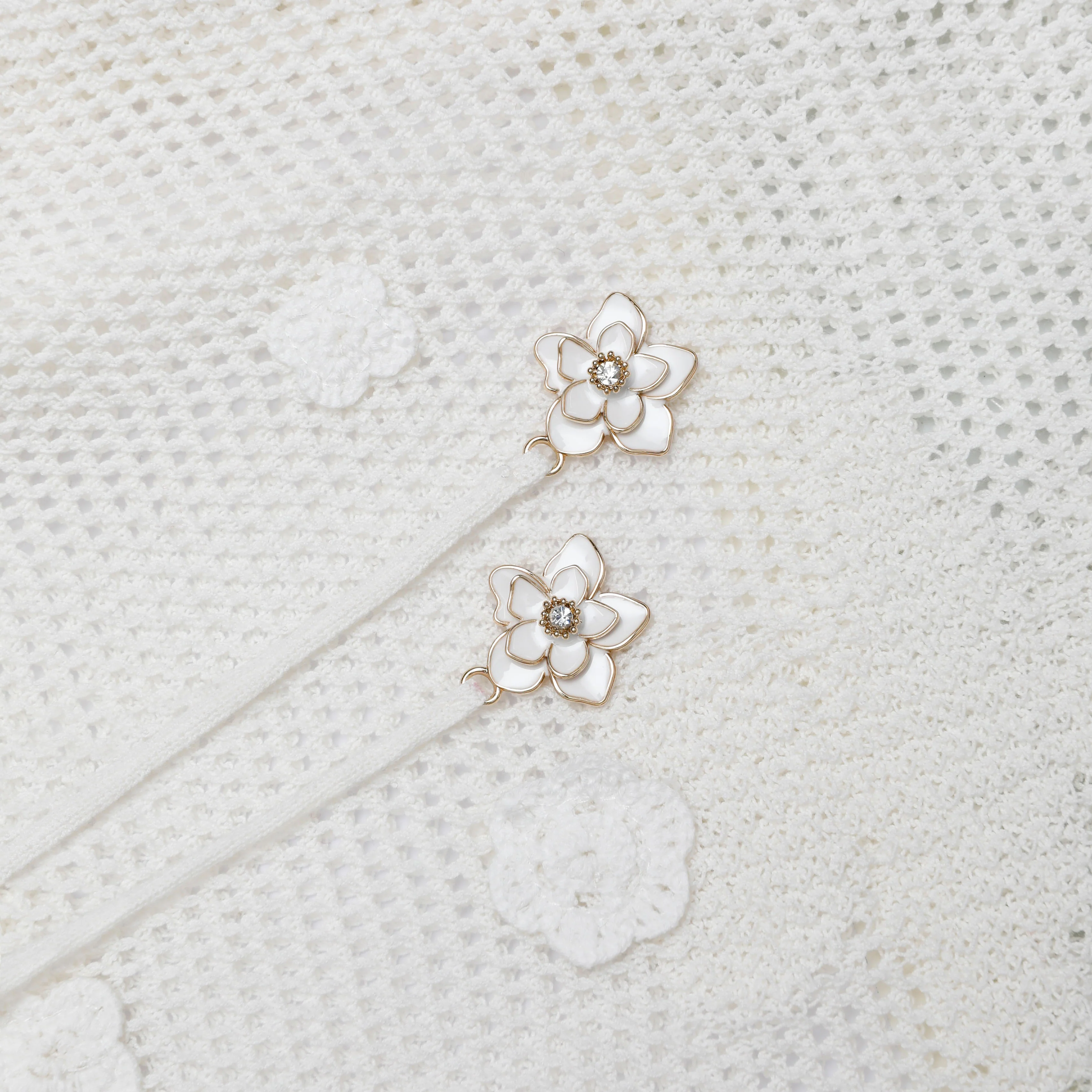 White Floral Crochet Midi Dress - Image 5