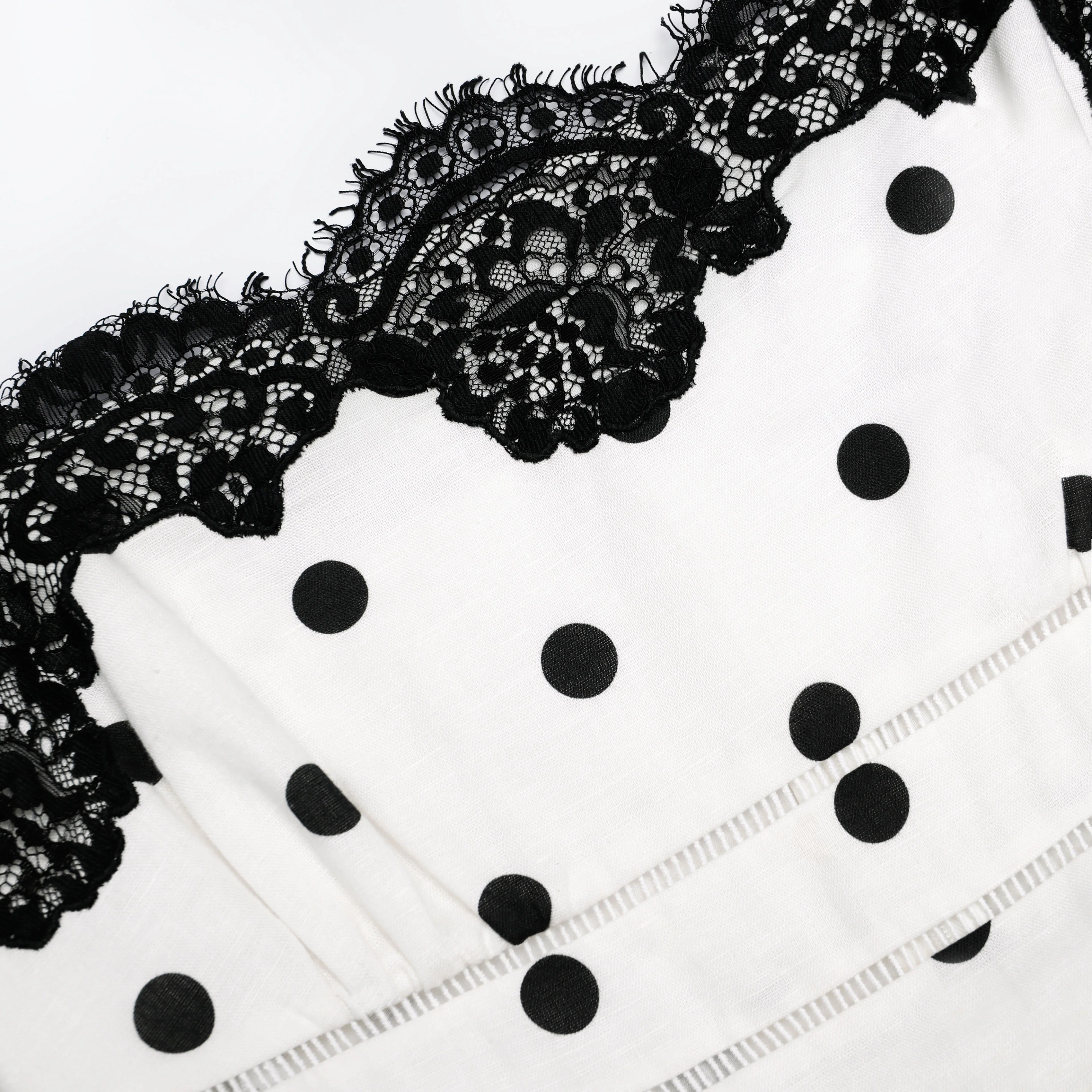 White Polka Dot Linen Top - Image 5