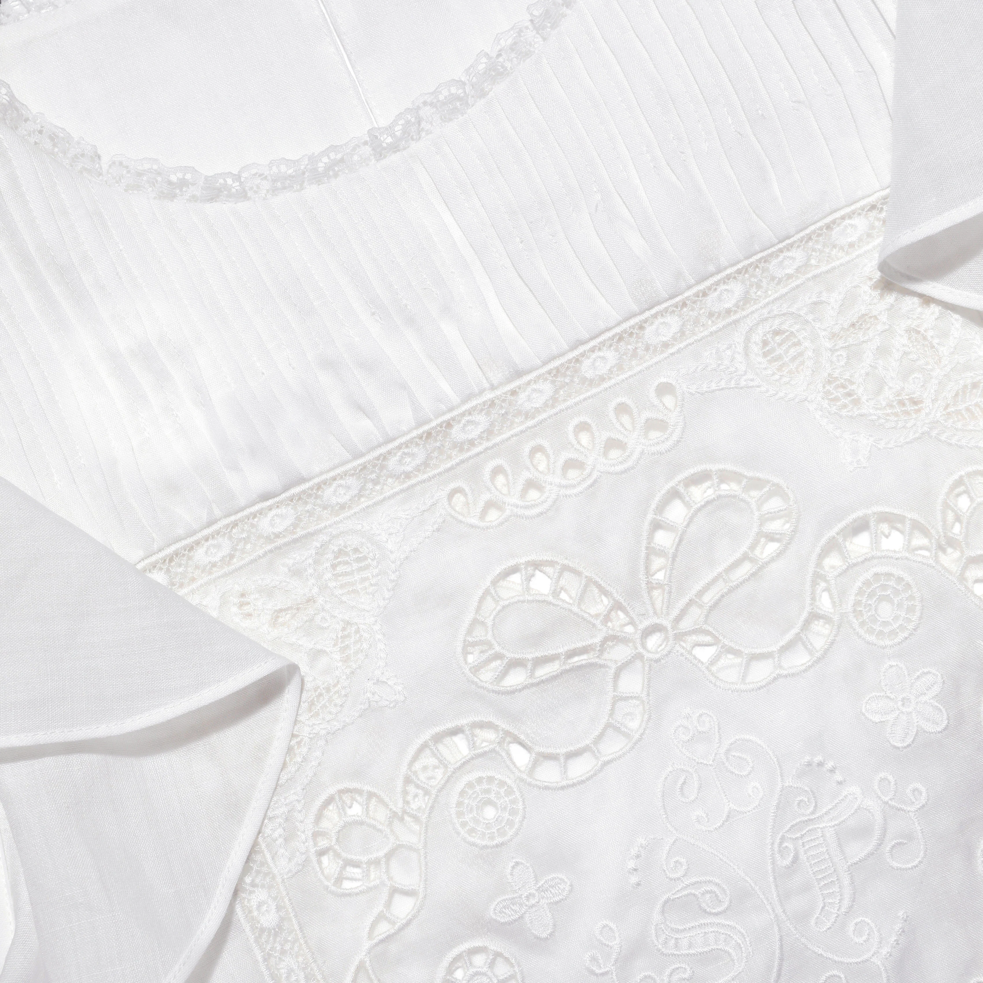 White Ramie Lace Frill Top - Image 5