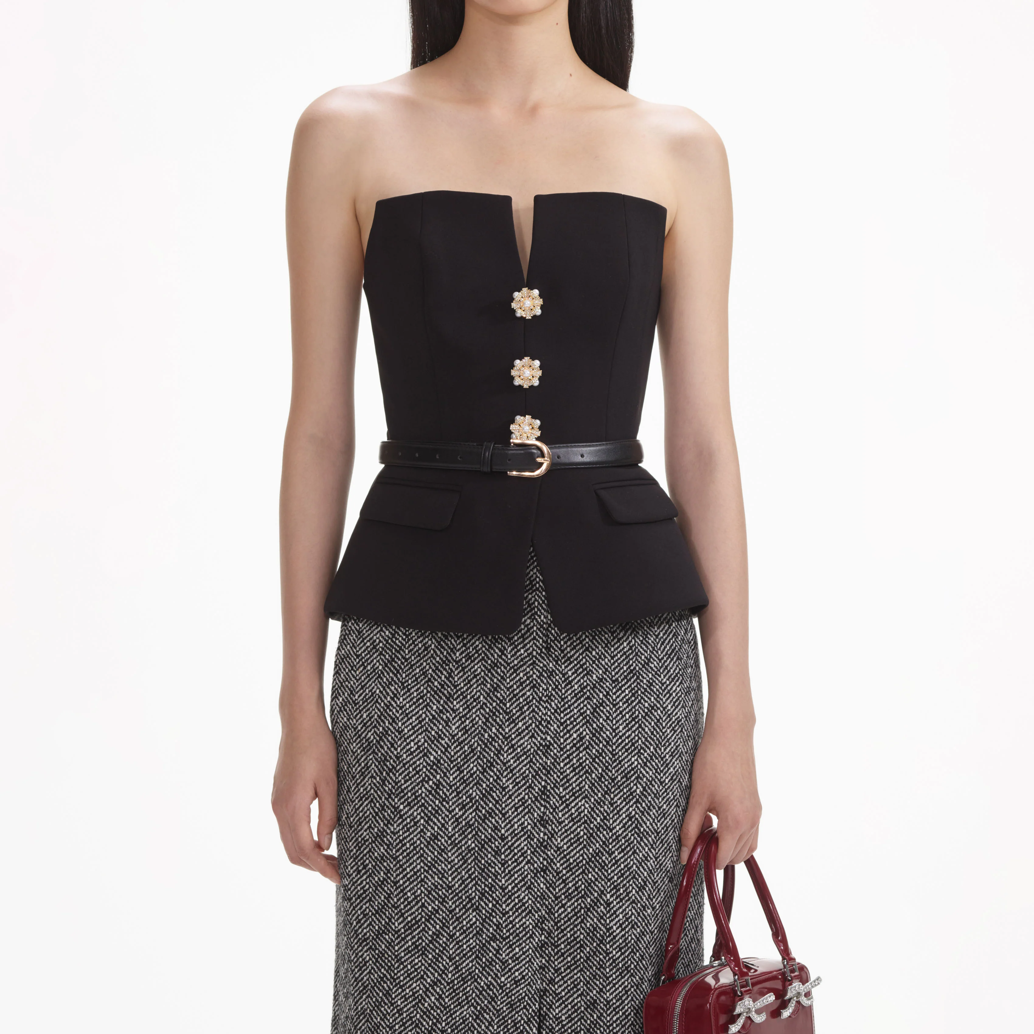 Black Crepe Bandeau Top - Image 4