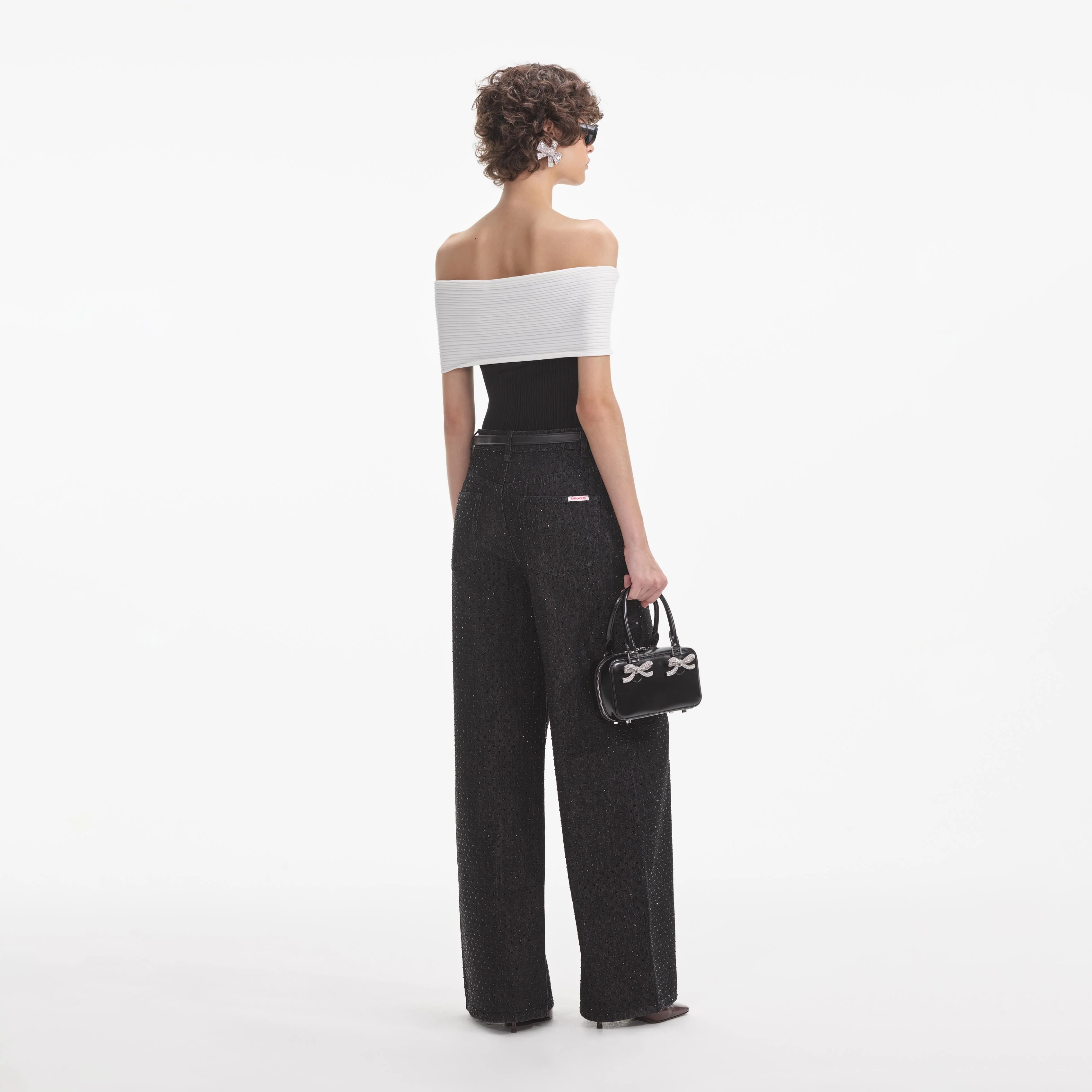 Black Knit Bow Top - Image 3