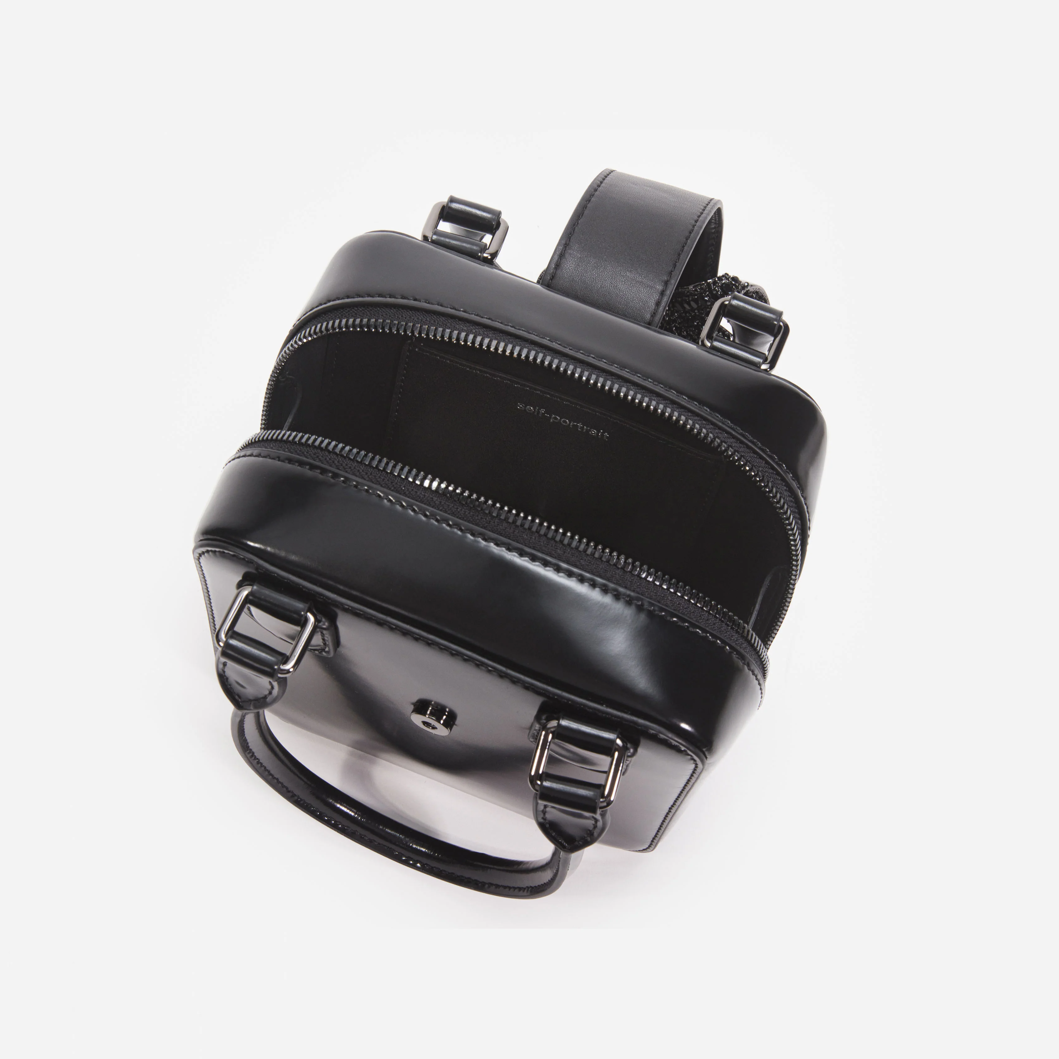 Black Leather Square Mini Tote Bag - Image 4
