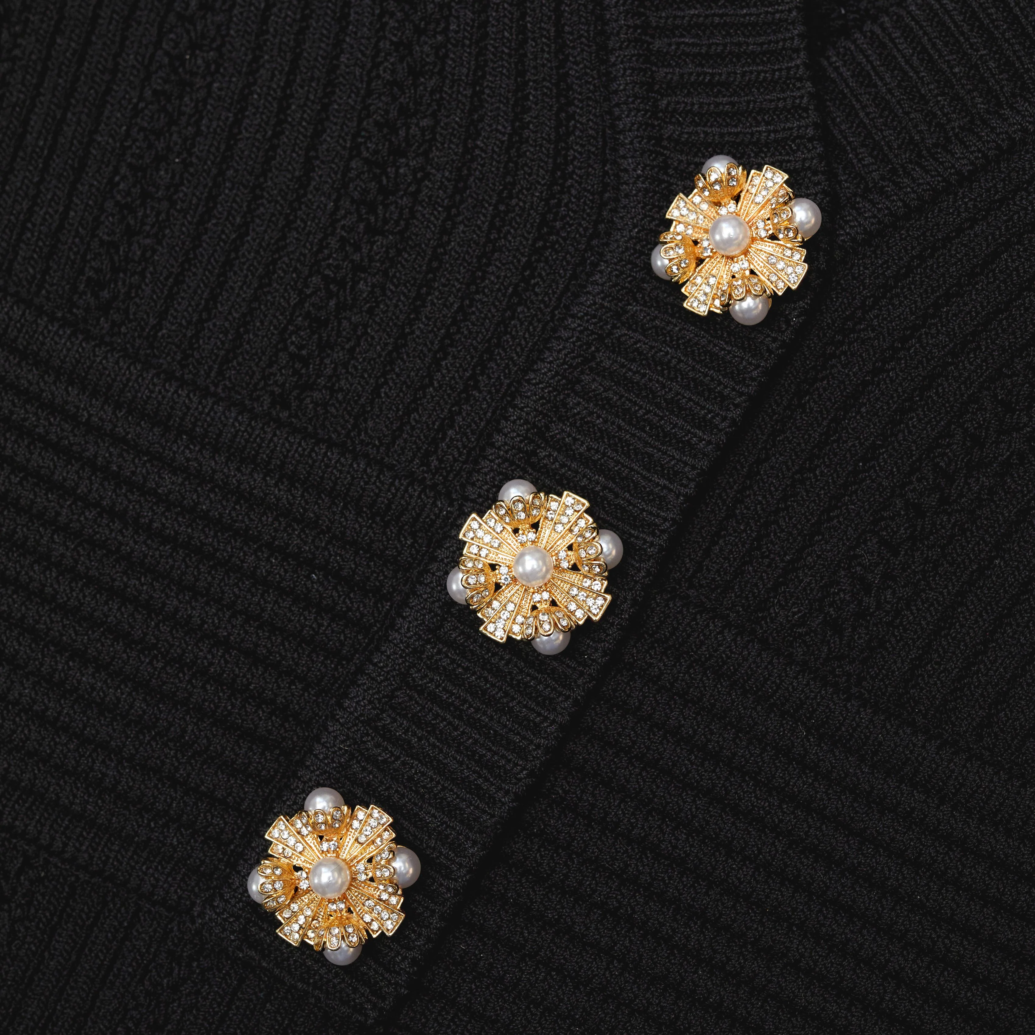 Black Fitted Pointelle Knit Top - Image 5