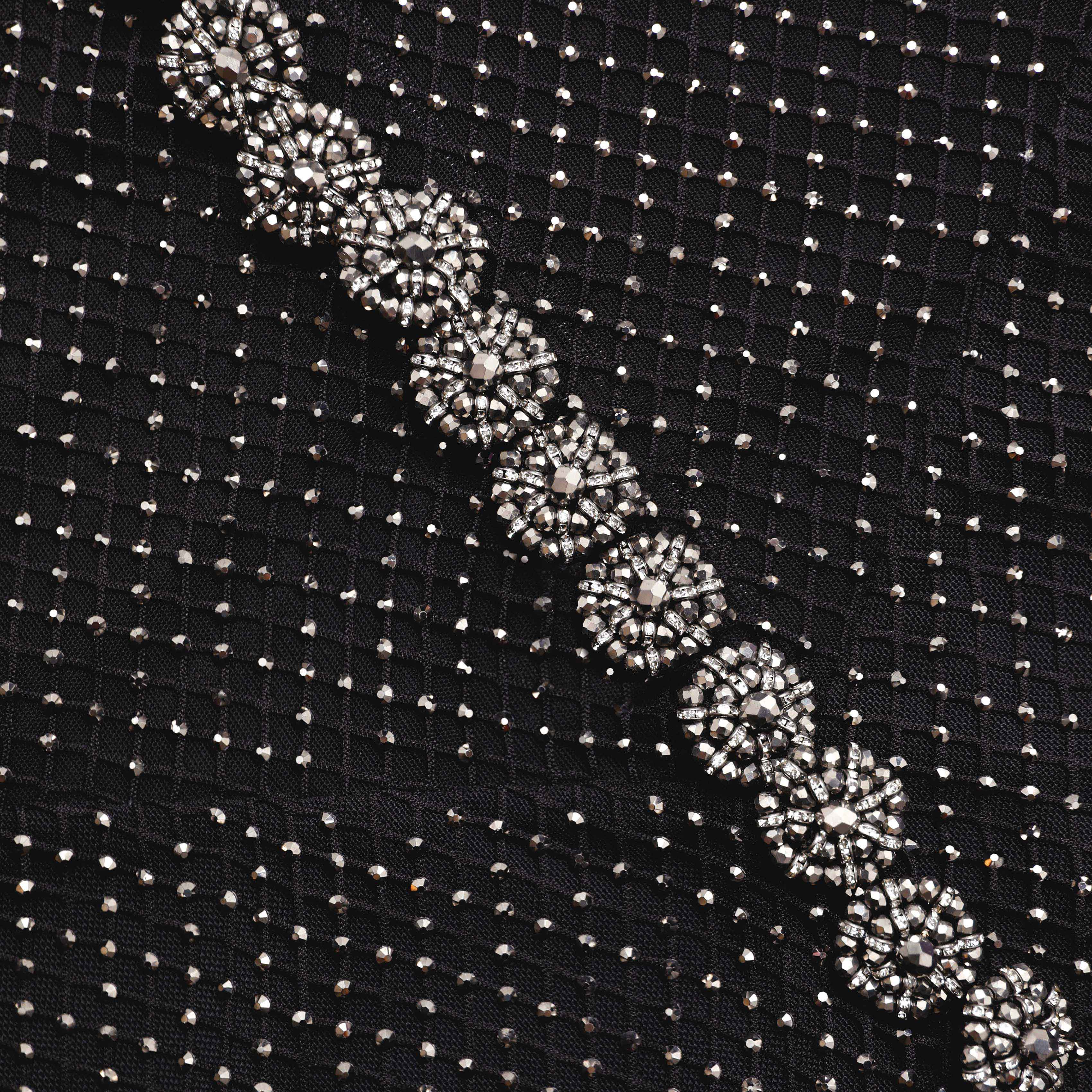 Black Rhinestone Fishnet Crossover Maxi Dress - Image 5