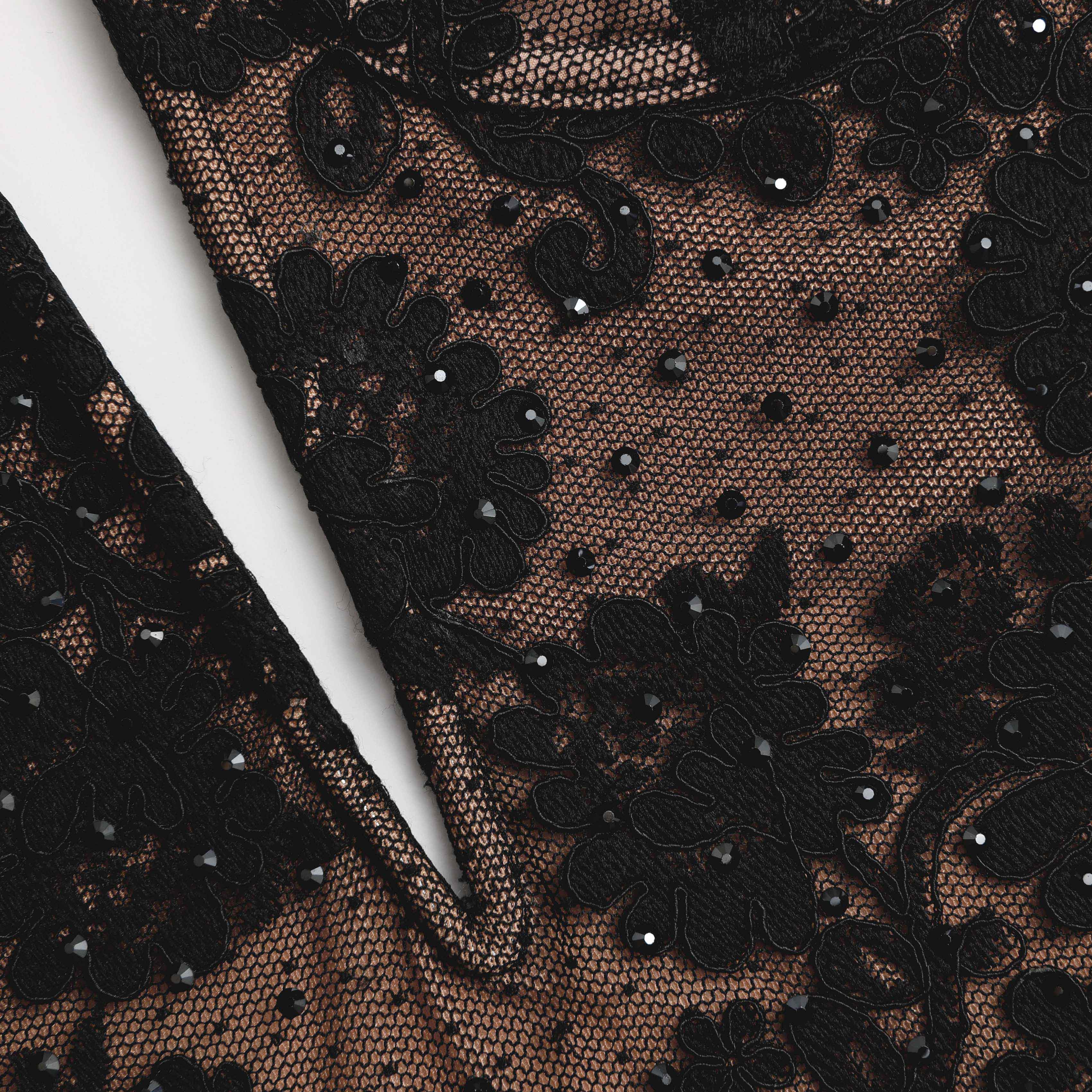 Black Rhinestone Lace Bandeau Mini Dress - Image 6