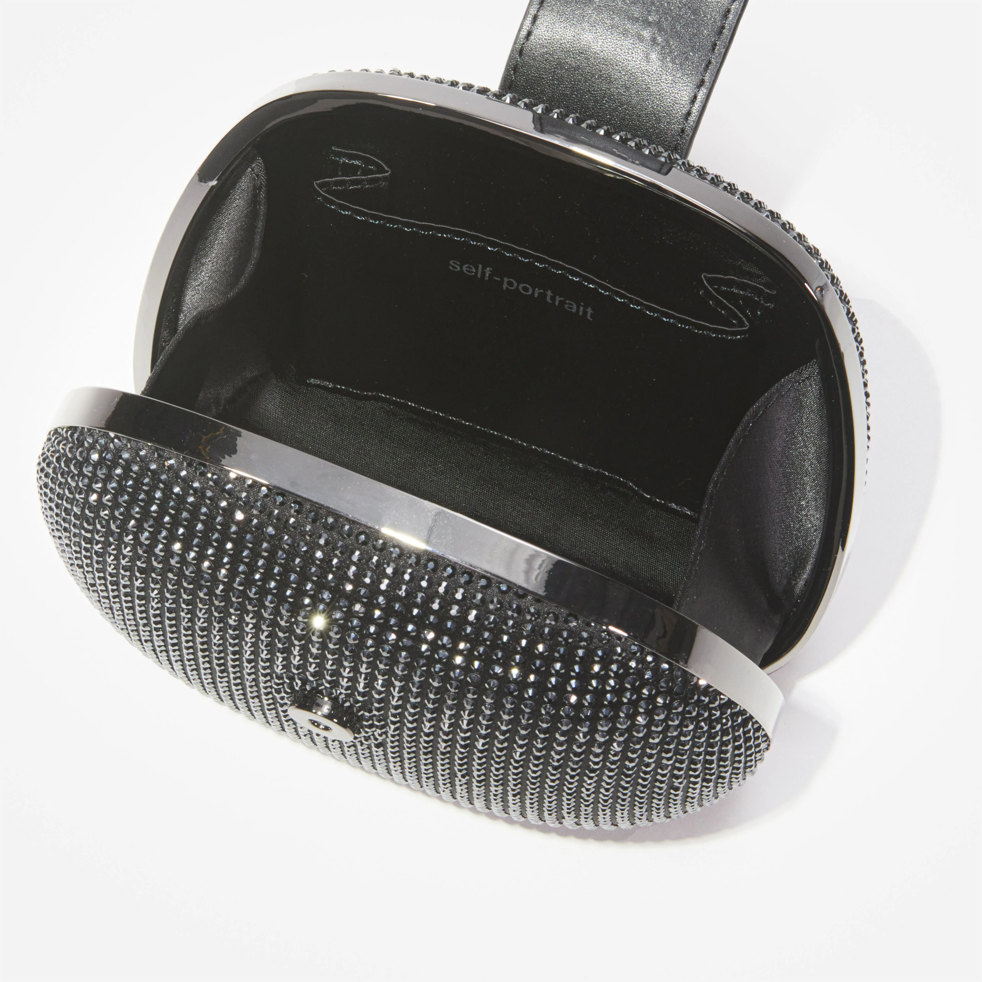 Black Rhinestone Top Handle Clutch Bag - Image 4