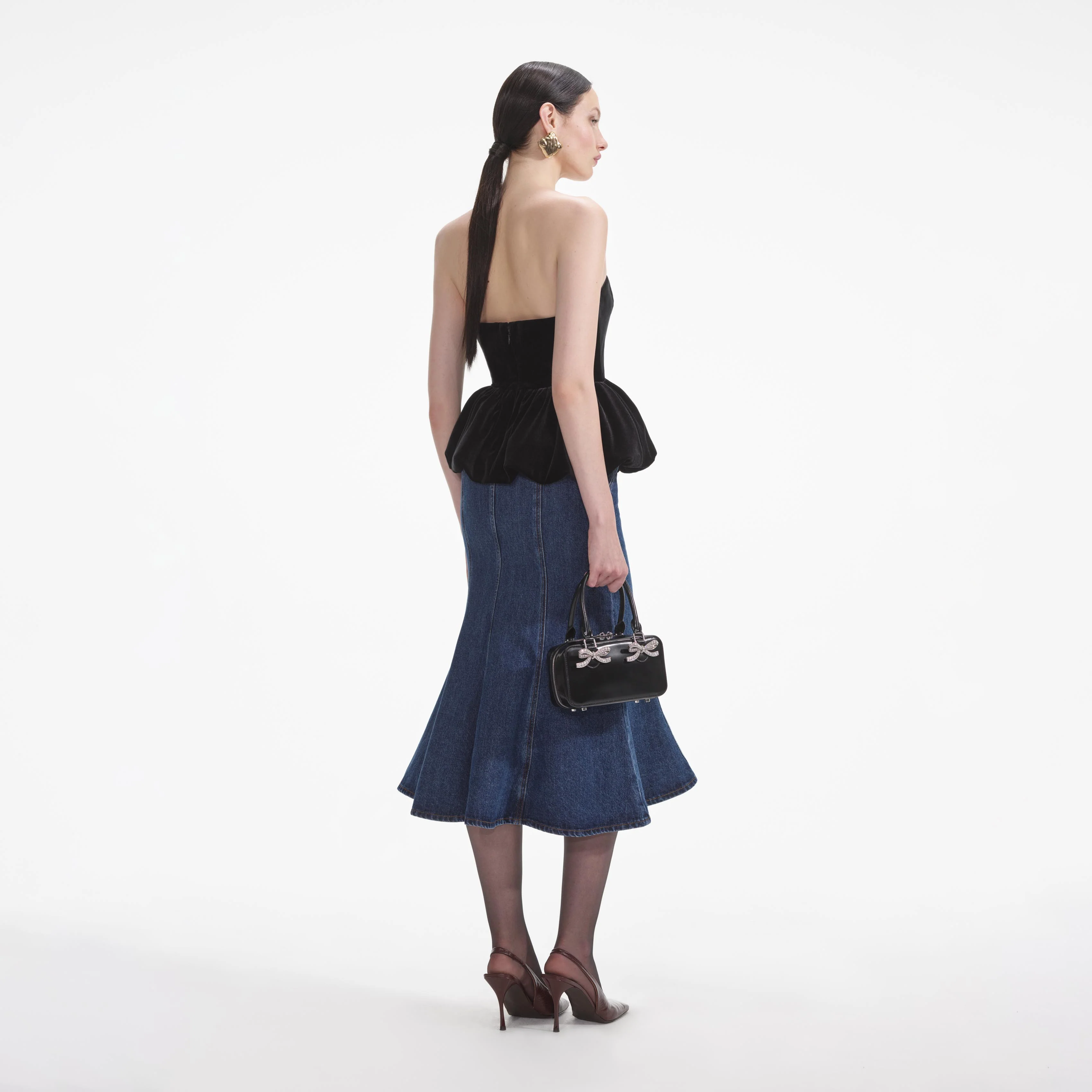 Black Velvet Bandeau Top - Image 3