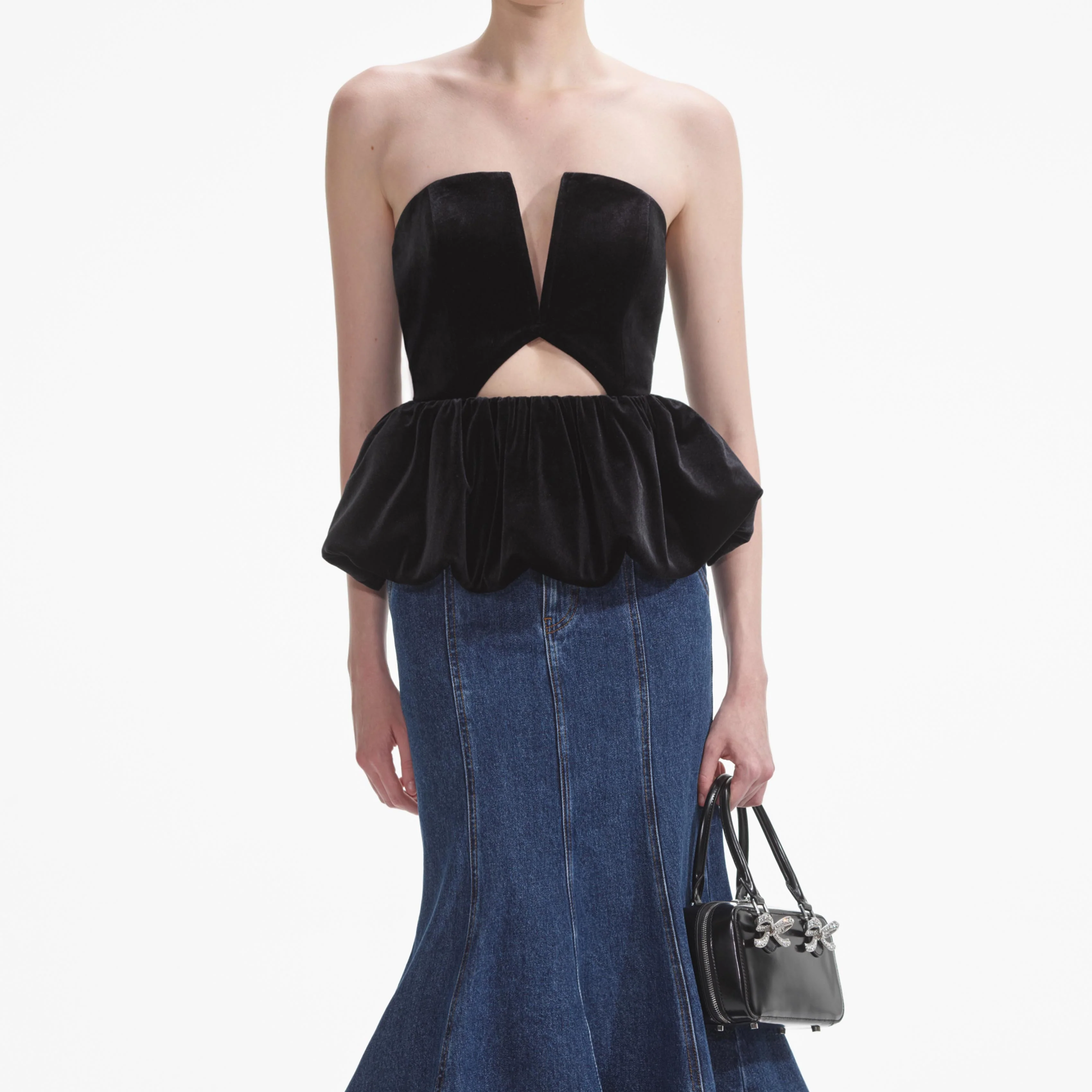 Black Velvet Bandeau Top - Image 4