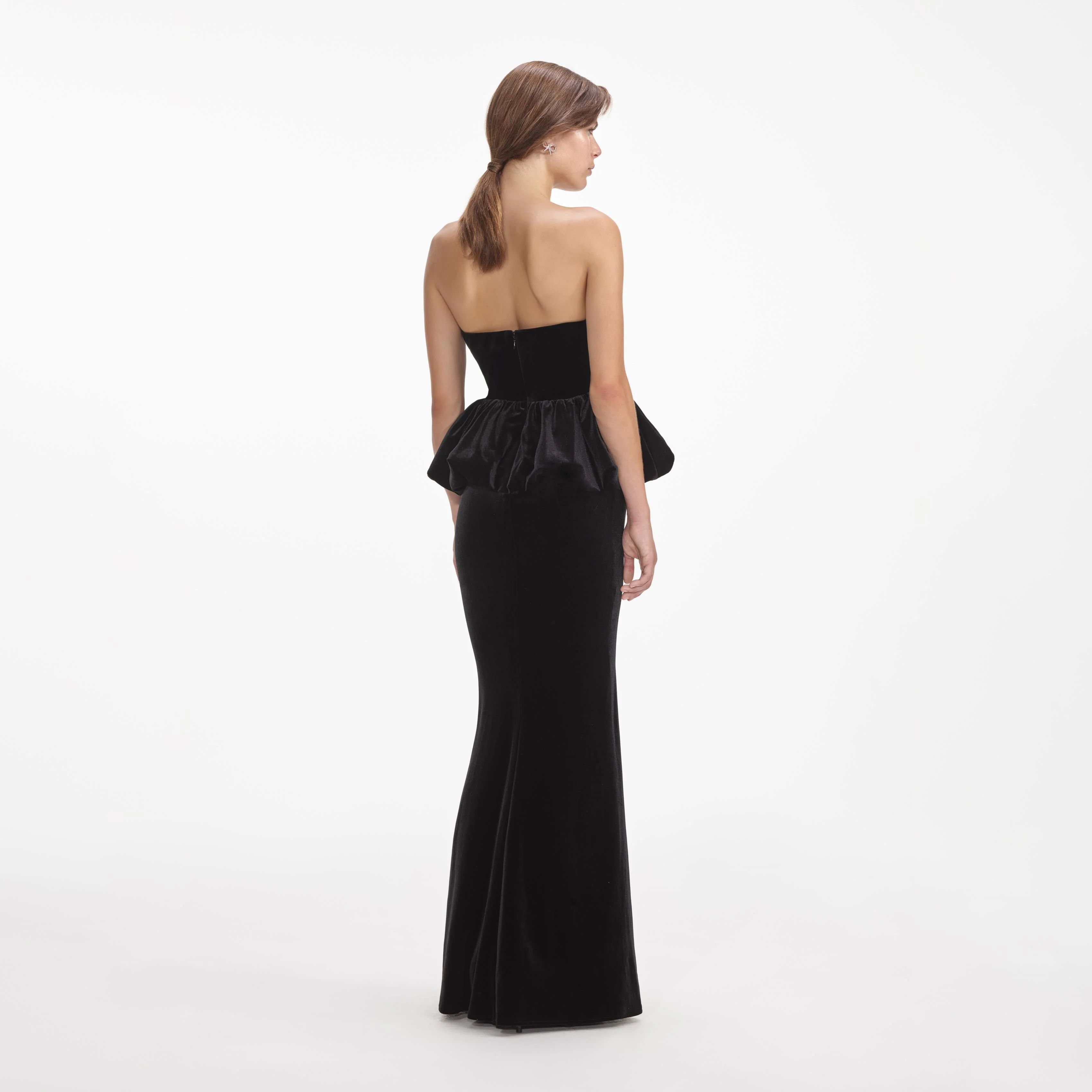 Black Velvet Peplum Maxi Dress - Image 3