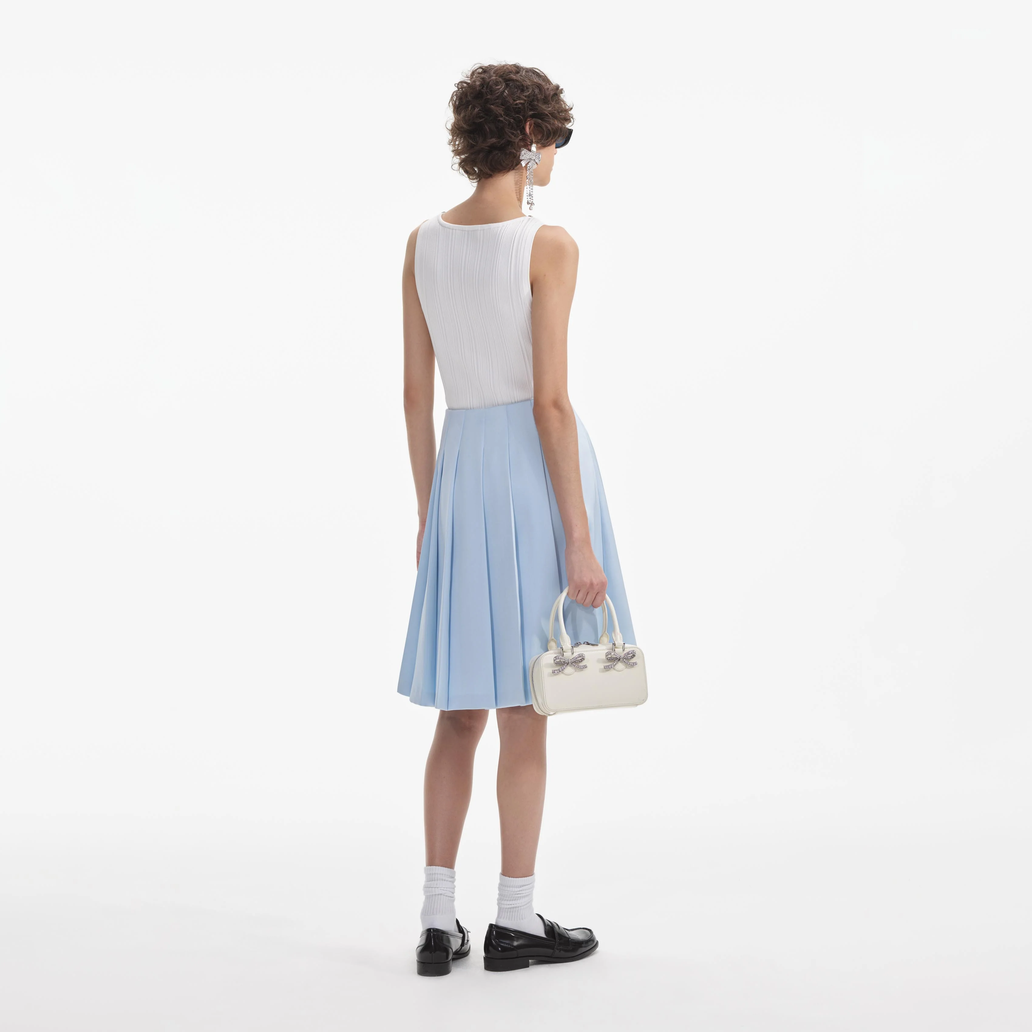 Blue Satin Midi Skirt - Image 3