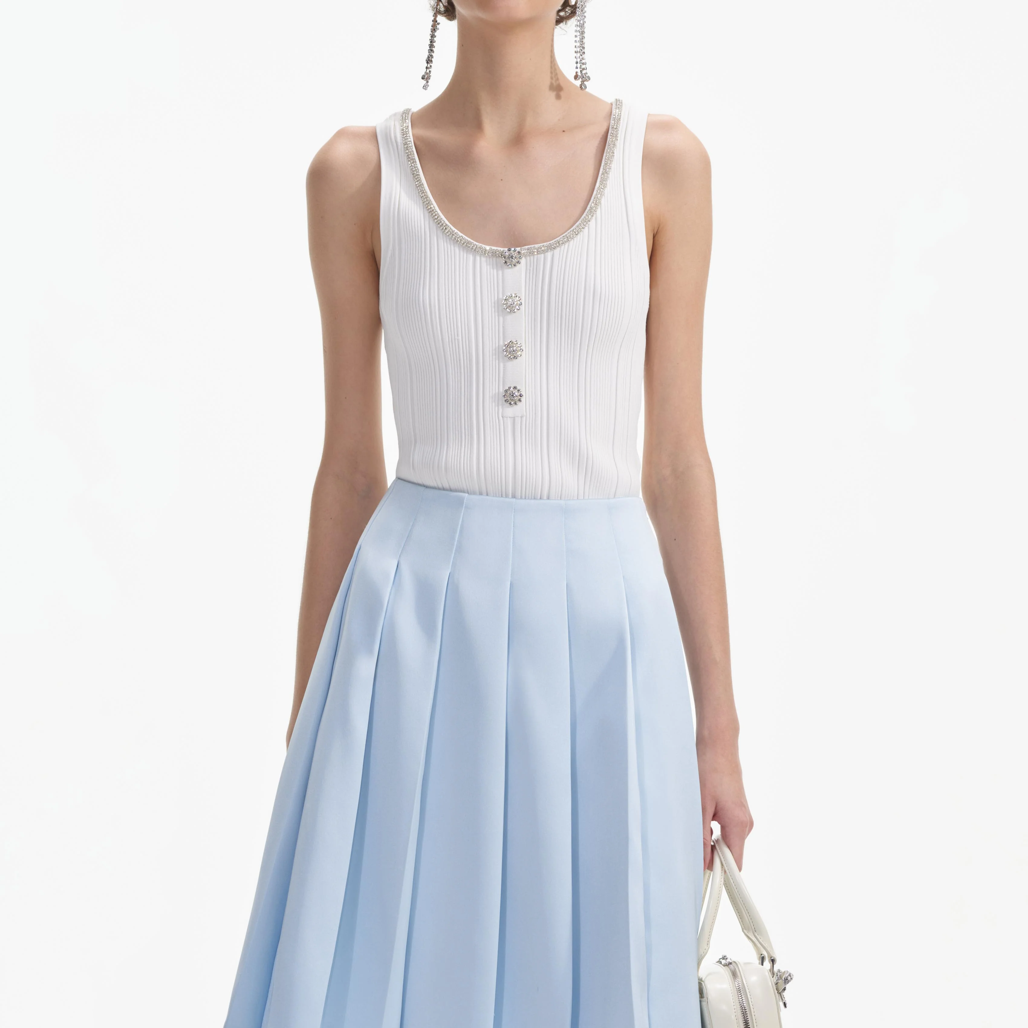 Blue Satin Midi Skirt - Image 4