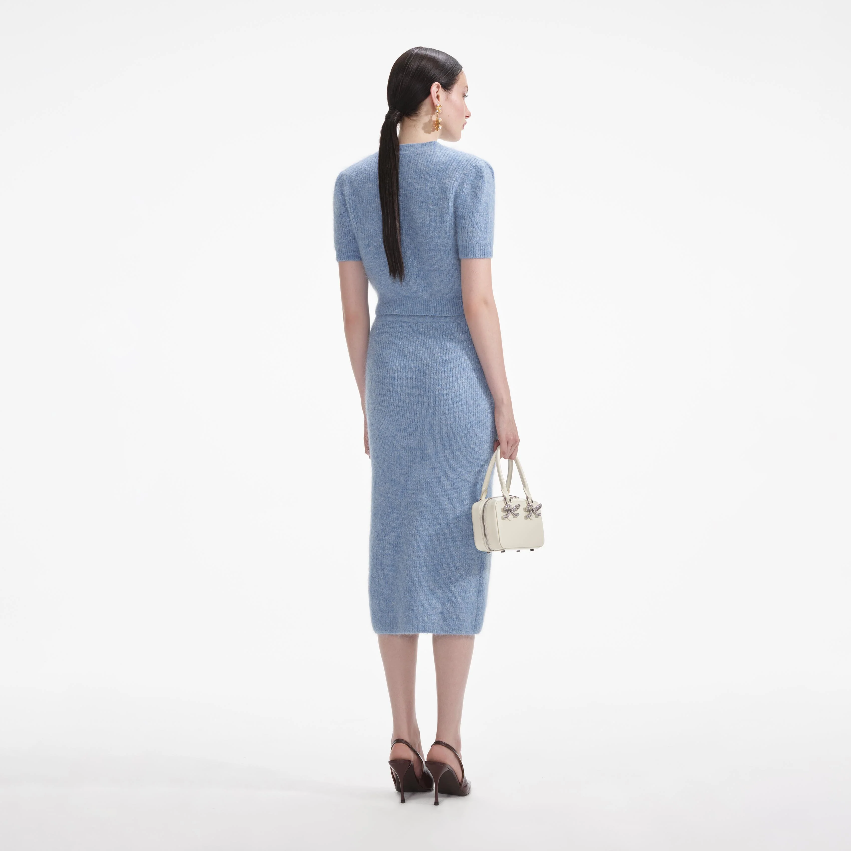 Blue Soft Knit Midi Skirt - Image 3