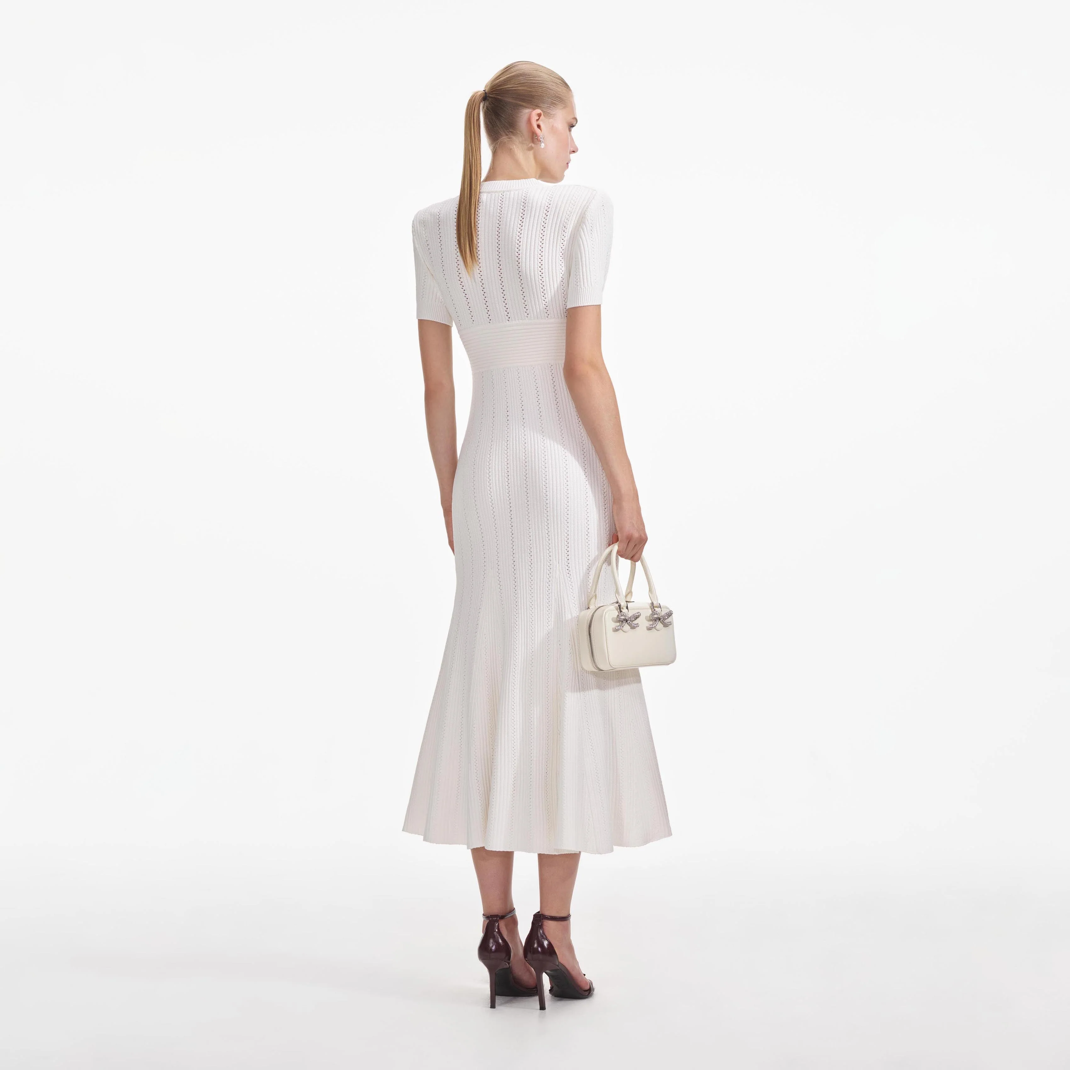 Cream Pointelle Knit Midi Dress - Image 3