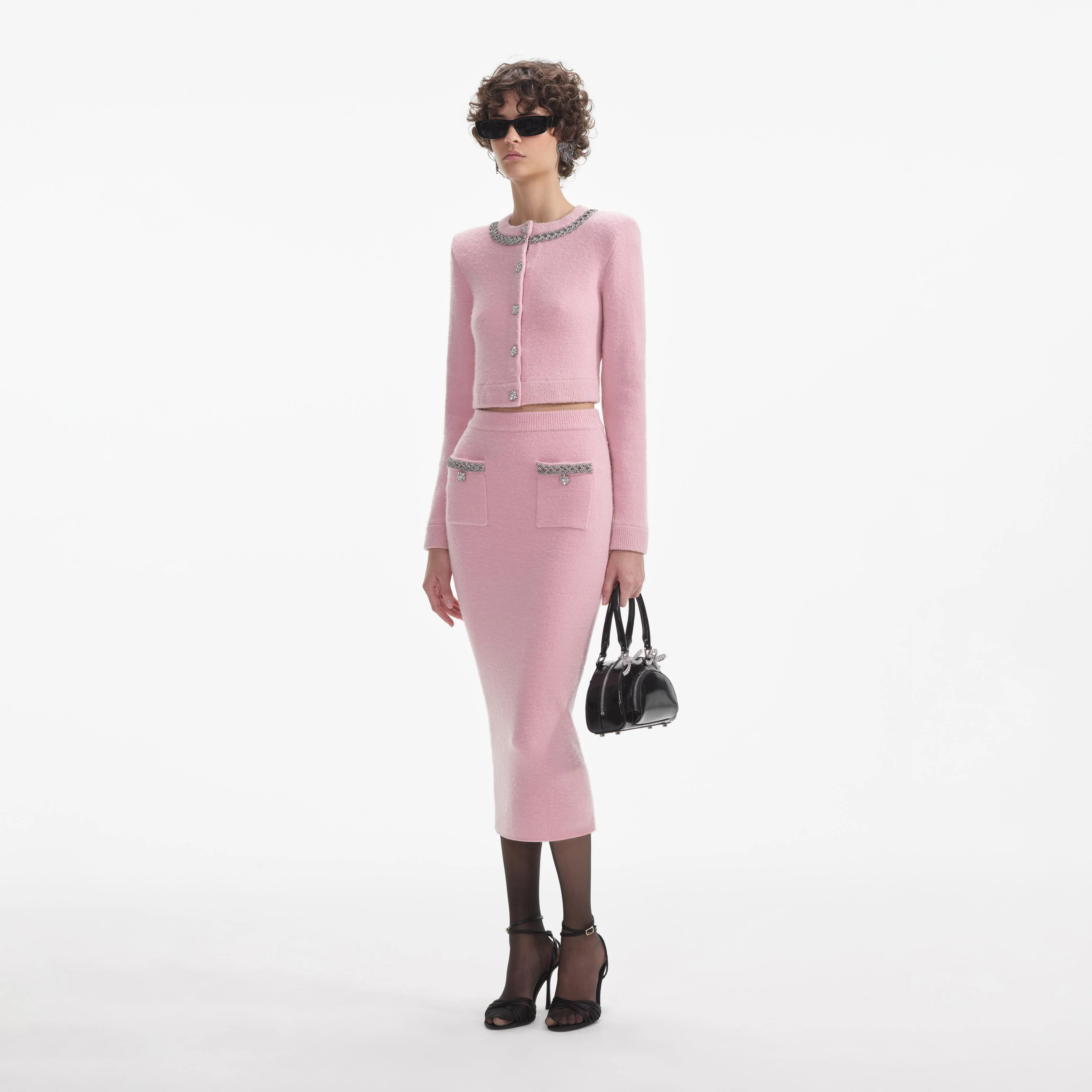 Pink Embellished Knit Midi Skirt - Image 2