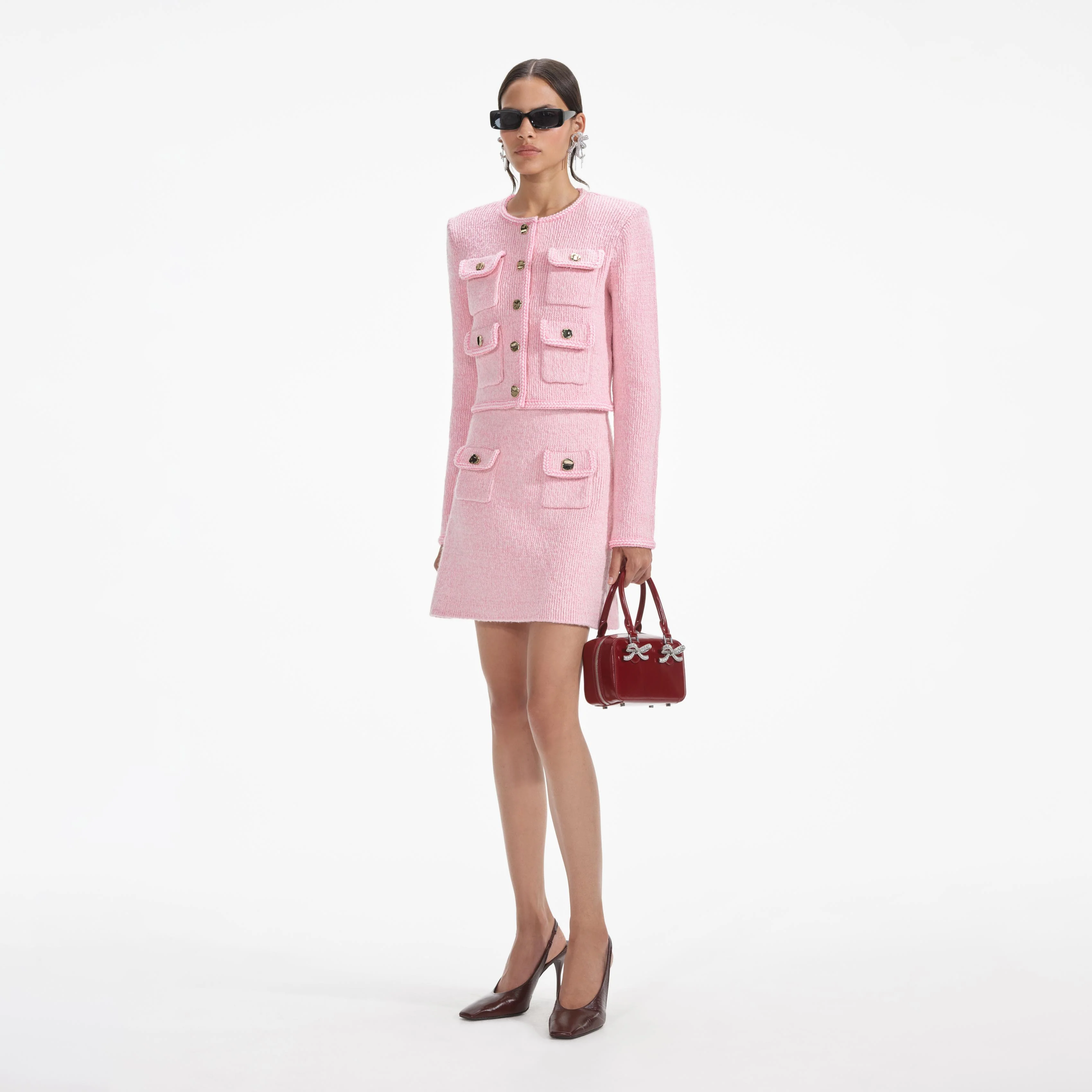 Pink Melange Merino Knit Skirt - Image 2