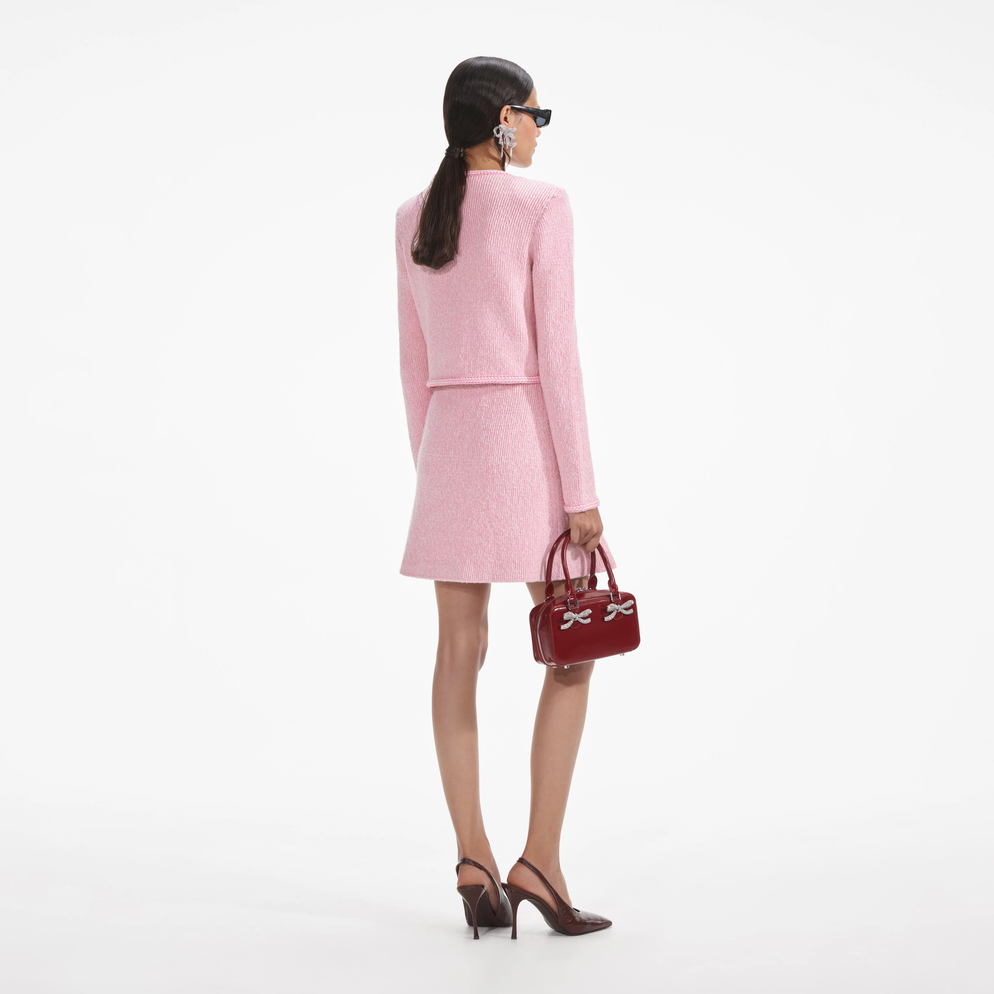 Pink Melange Merino Knit Skirt - Image 3