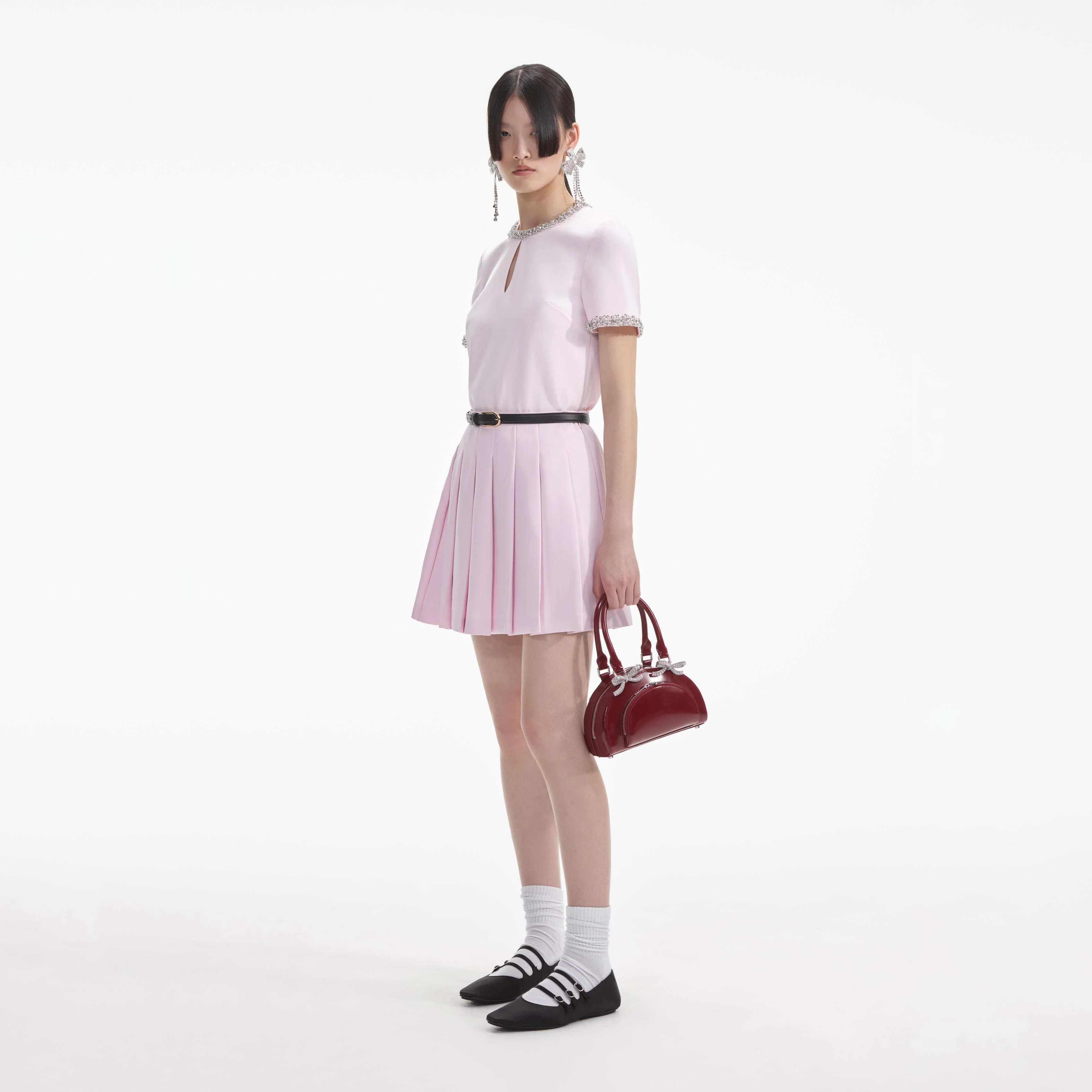 Pink Satin Mini Skirt - Image 2