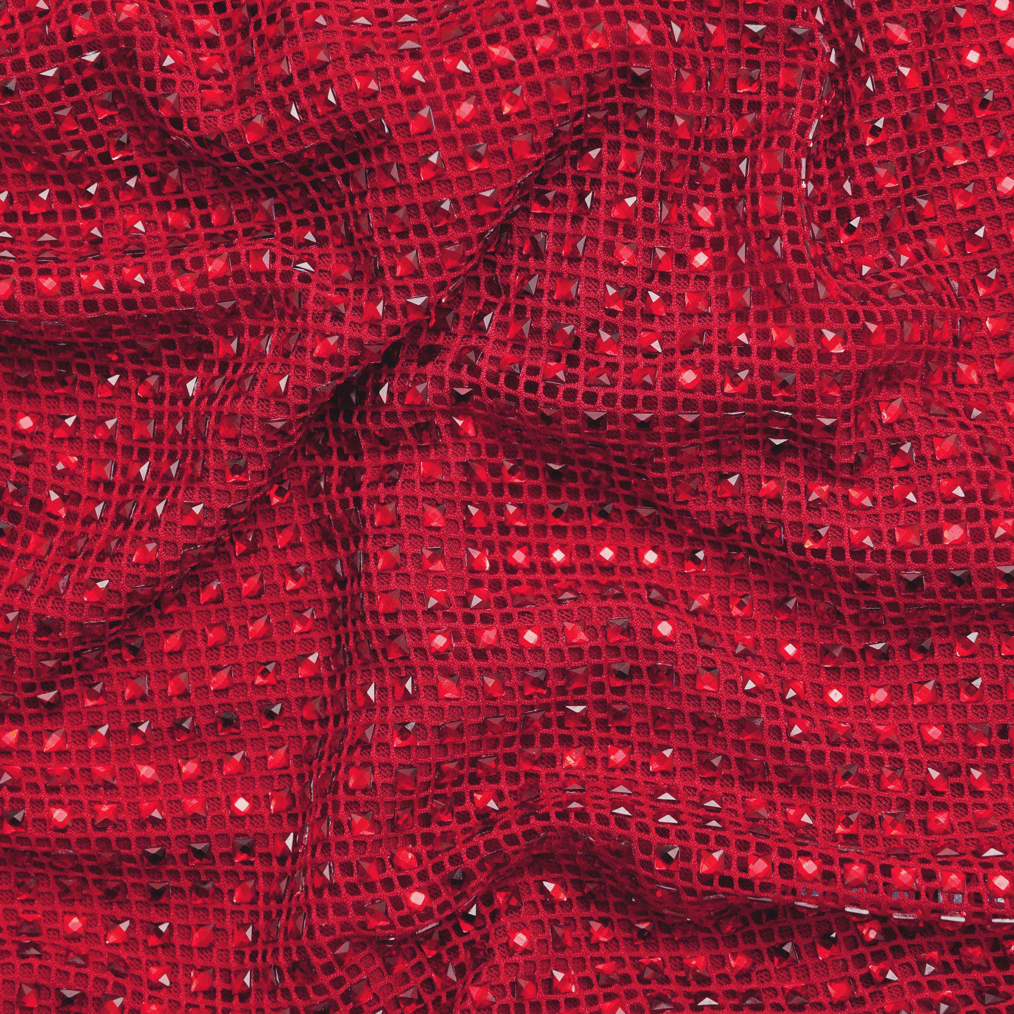 Red Rhinestone Fishnet Midi Dress - Image 5
