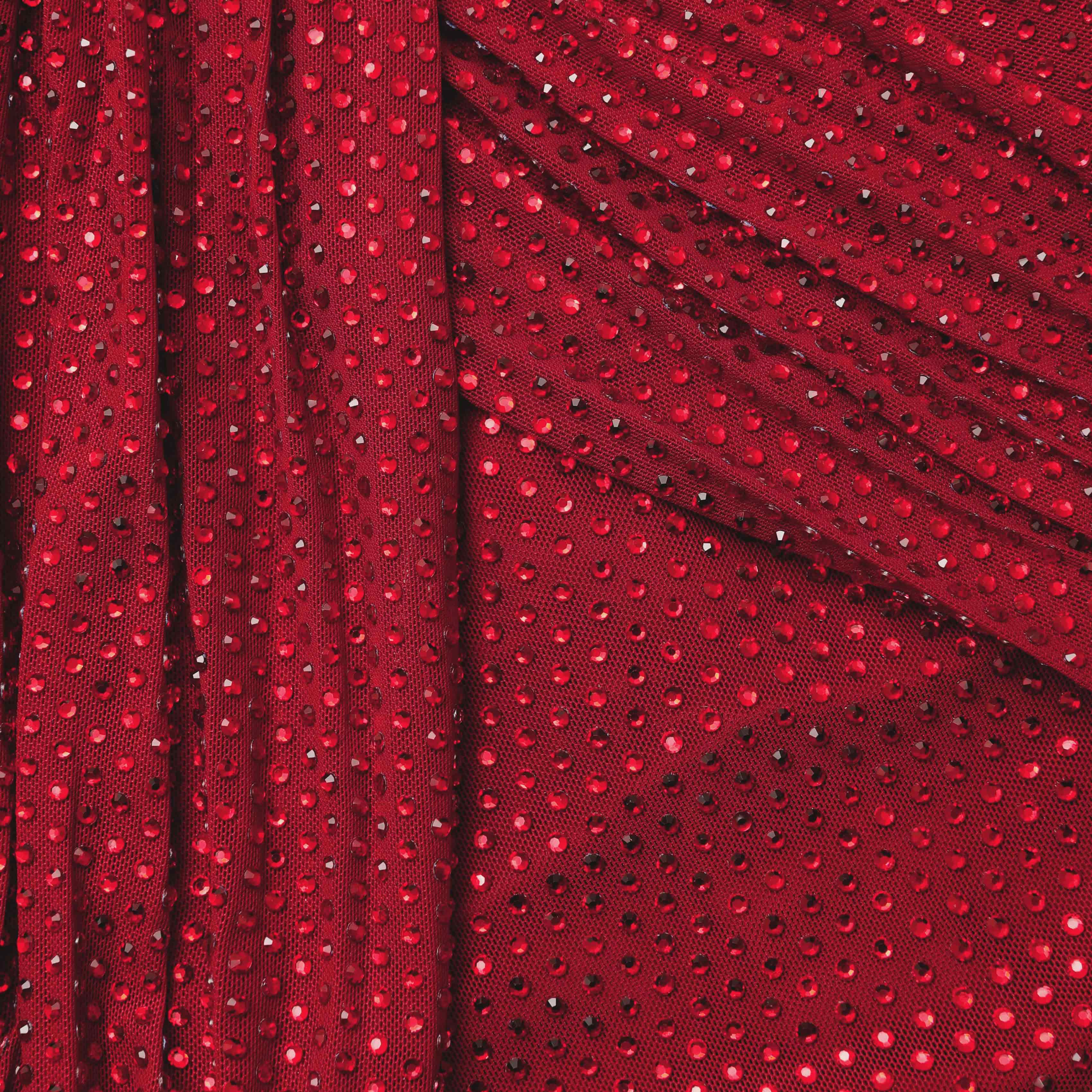 Red Rhinestone Mesh Maxi Dress - Image 5