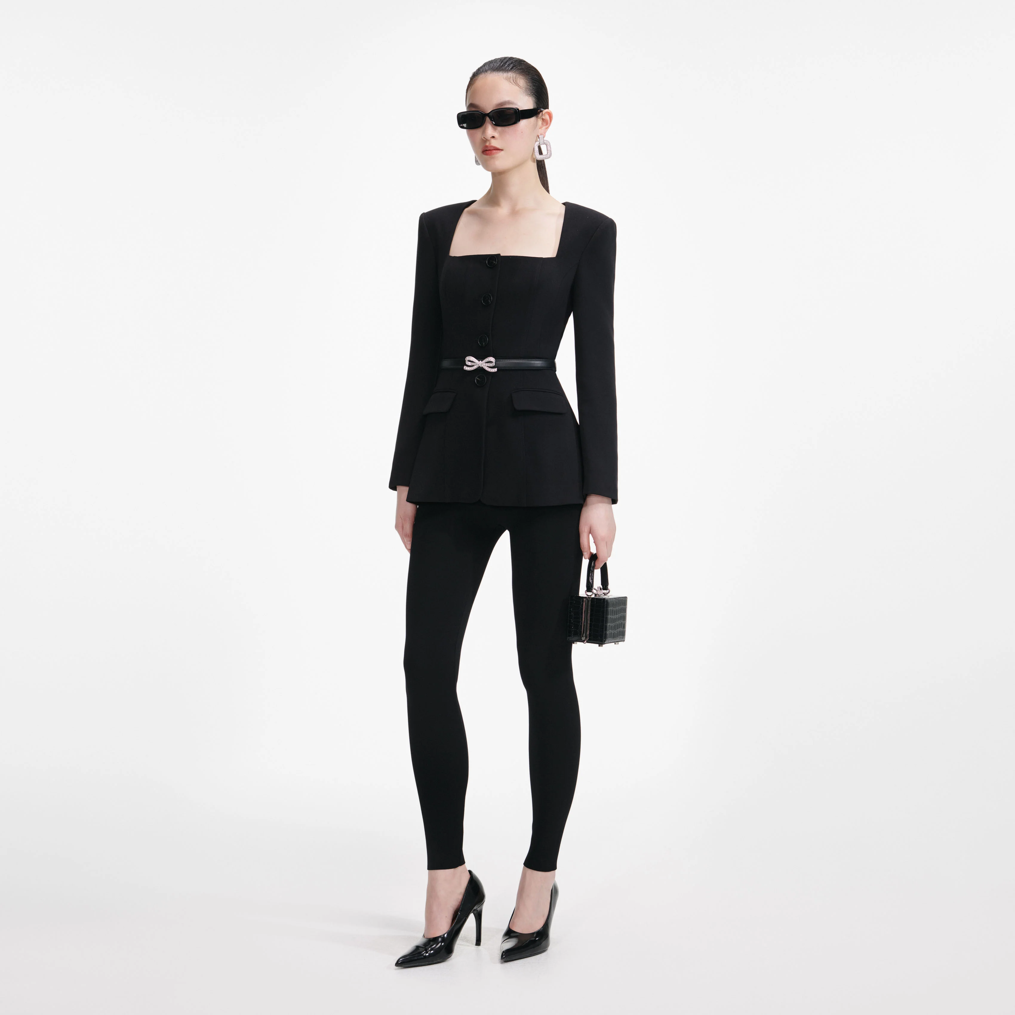 Black Crepe Tailored Top - Image 2