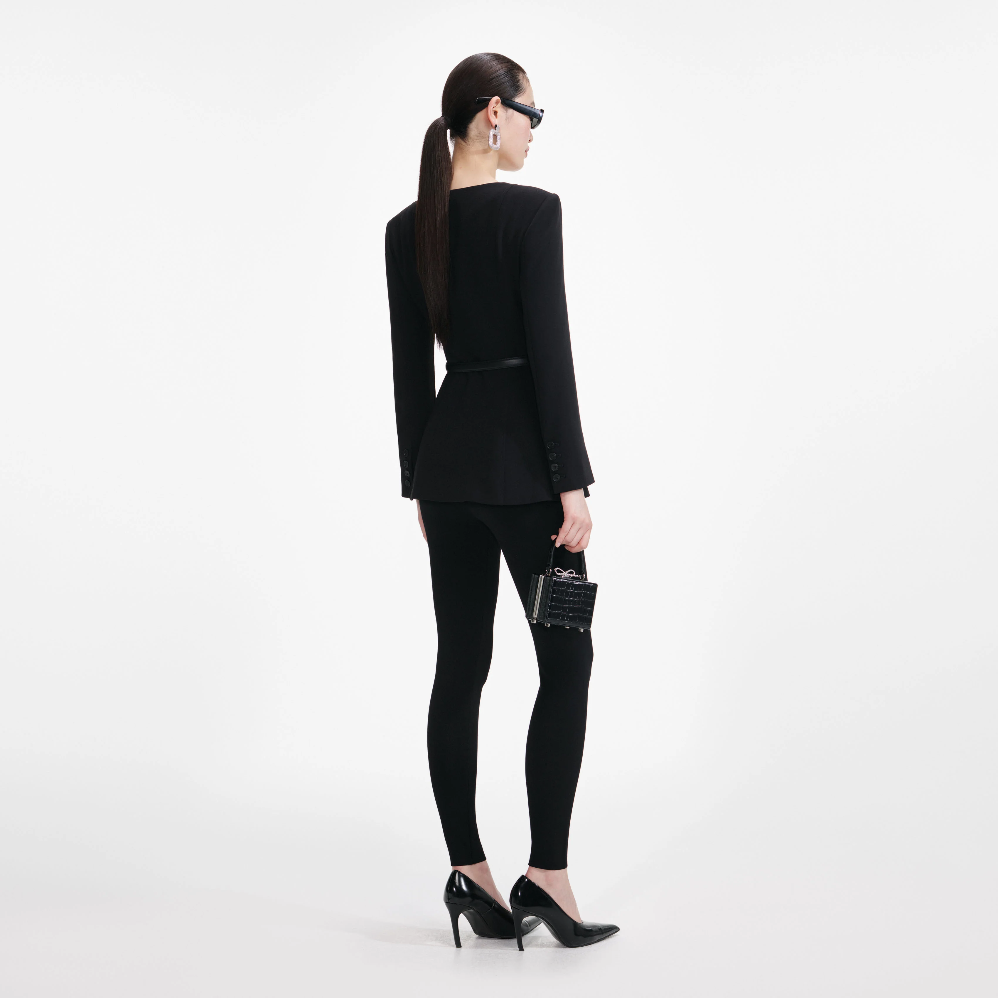 Black Crepe Tailored Top - Image 3