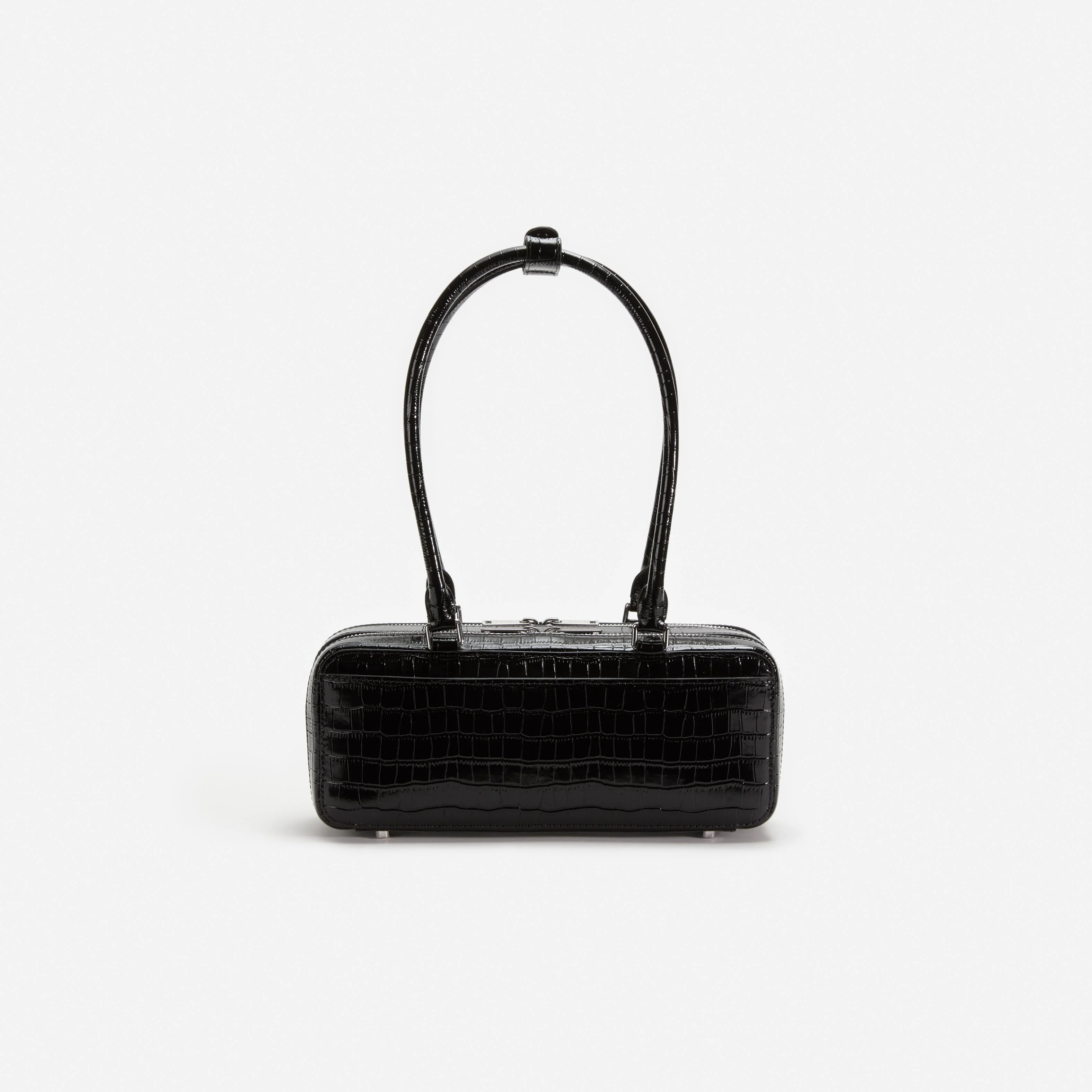 Black Croc Shoulder Bag - Image 3