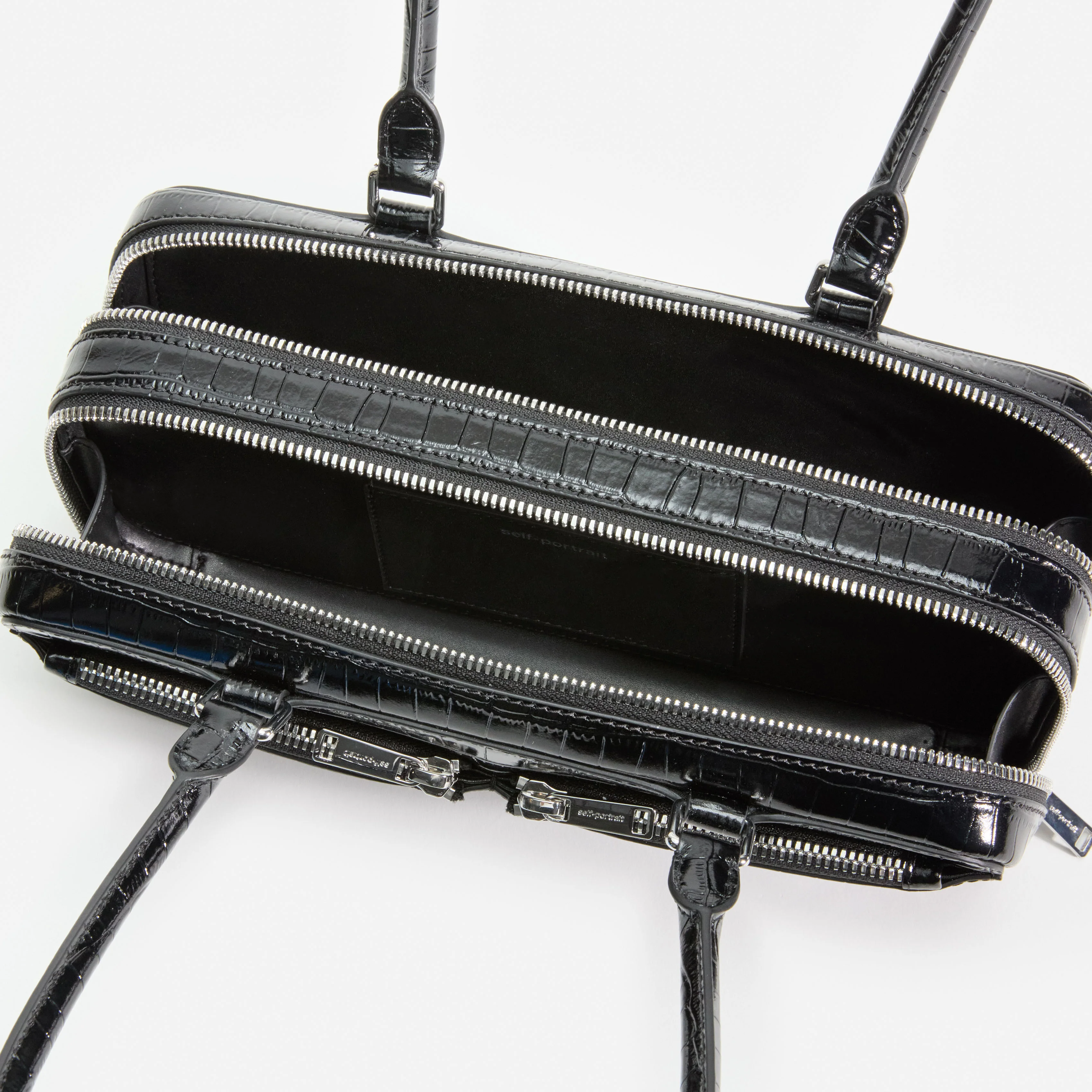Black Croc Shoulder Bag - Image 4