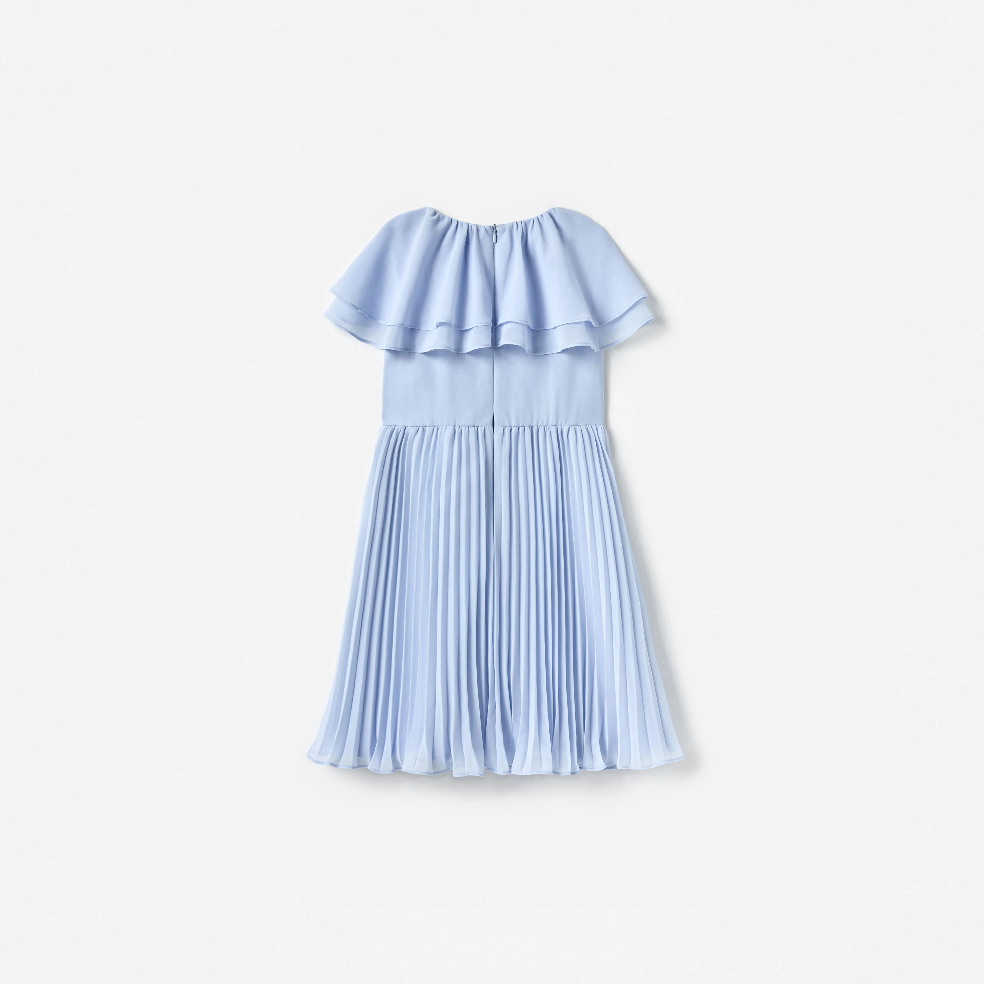 Blue Pleated Chiffon Dress - Image 2