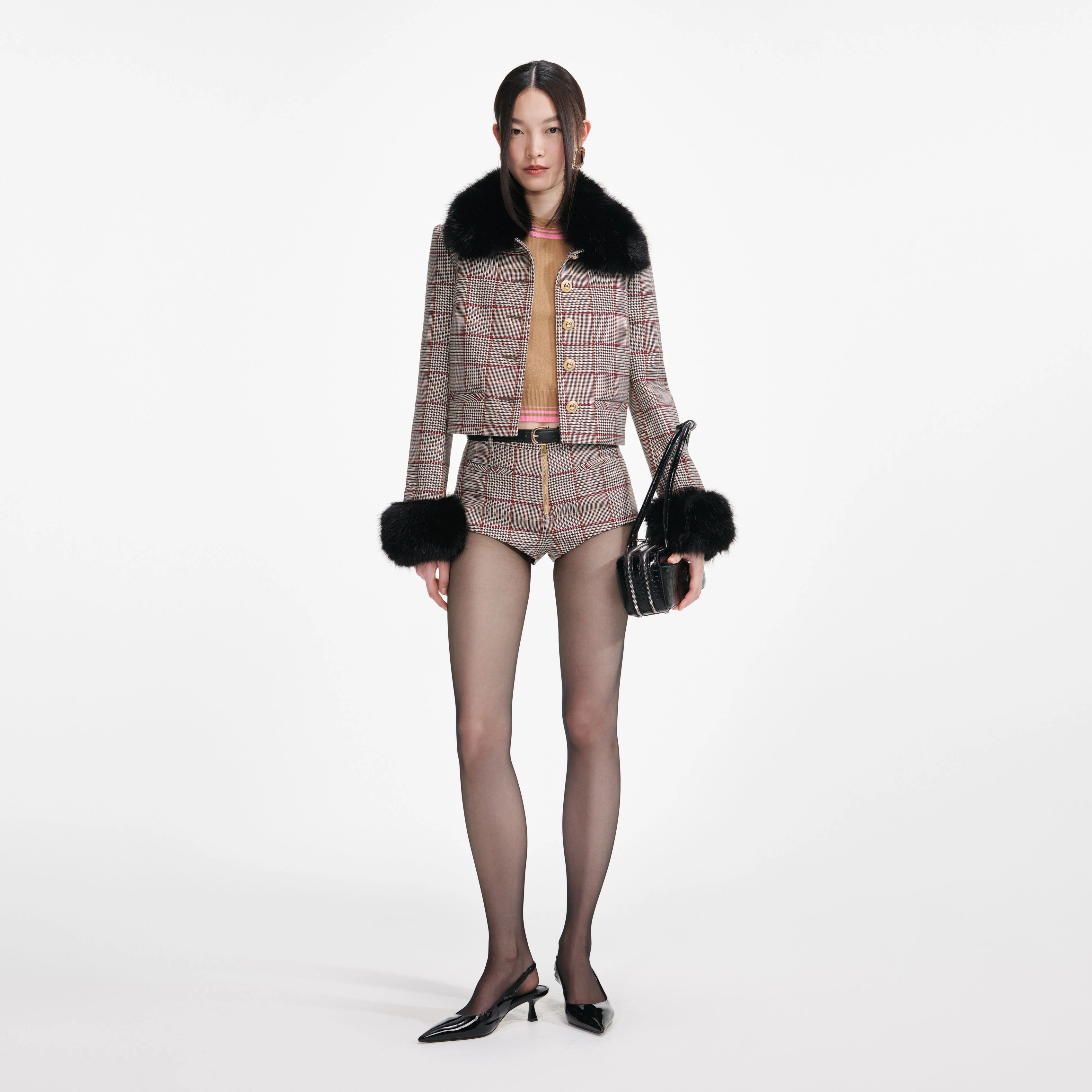 Brown Check Shorts