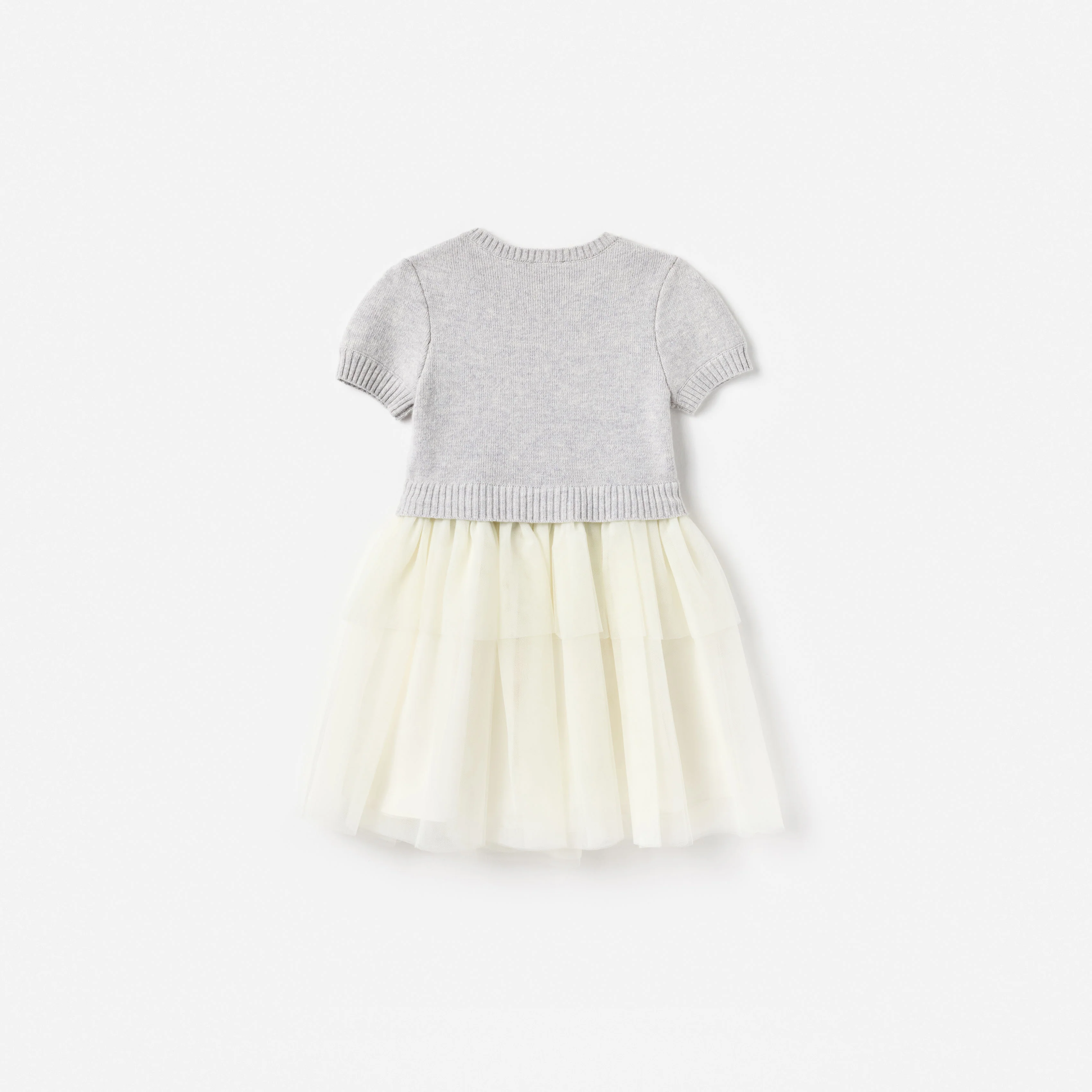 Grey Knit Tulle Dress - Image 2
