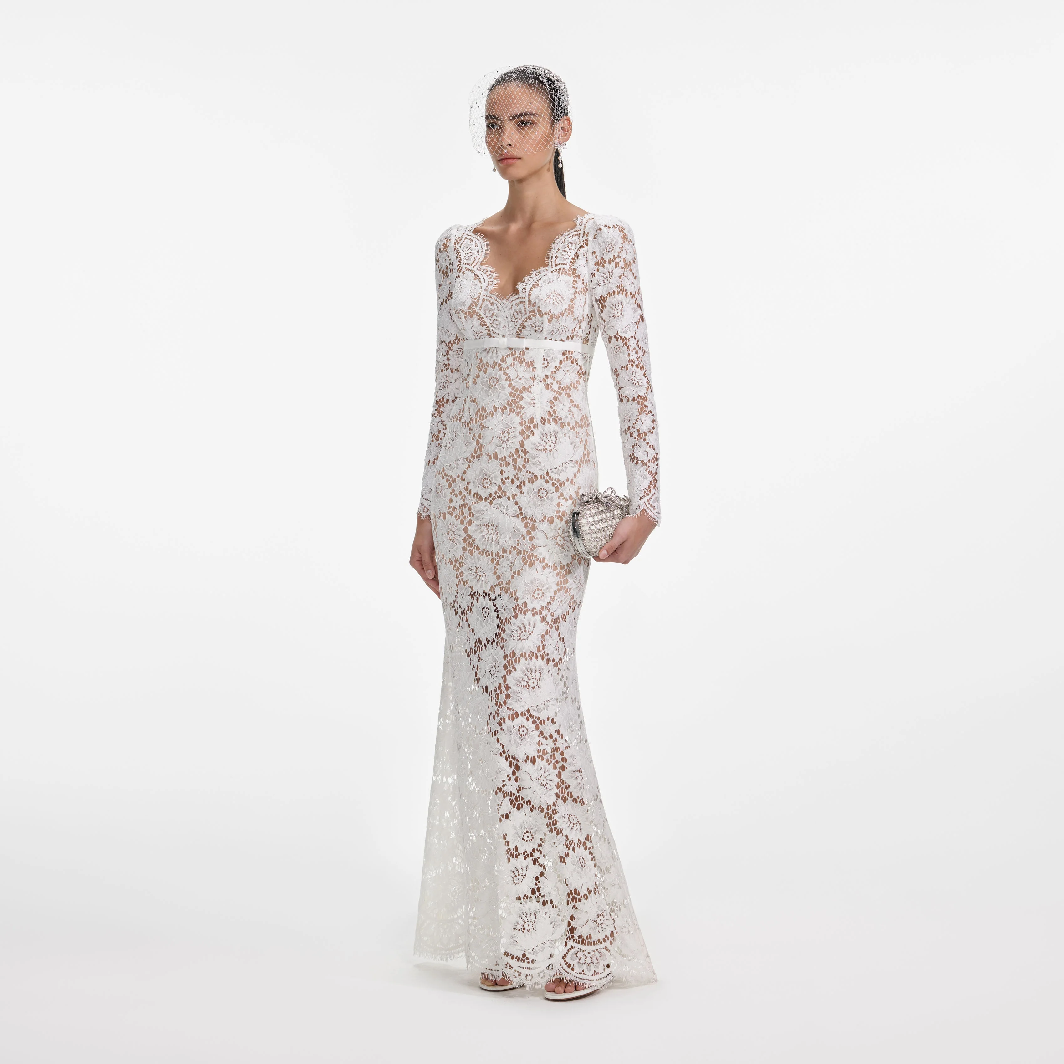 White Floral Lace Maxi Dress - Image 2