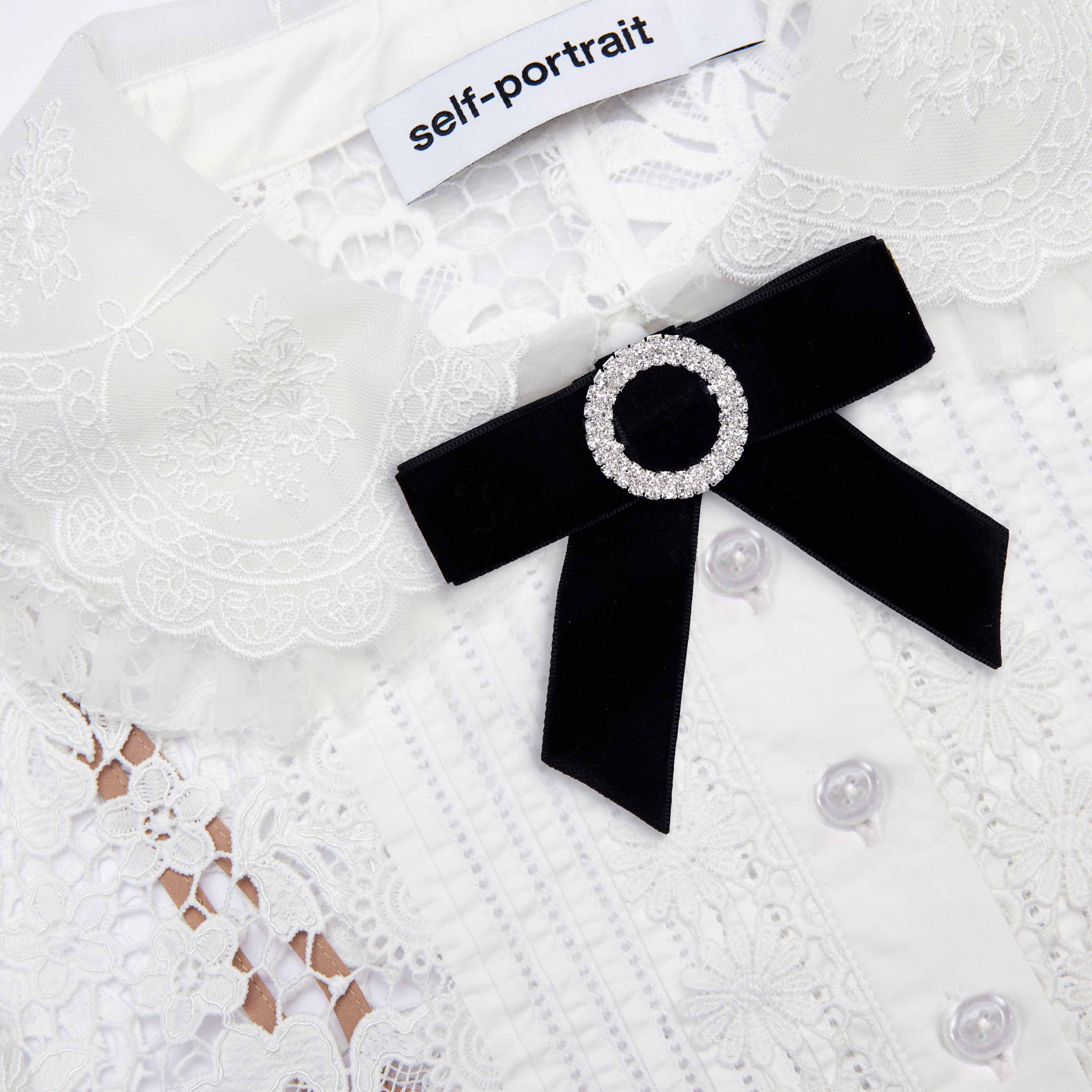 White Lace Bow Blouse - Image 5