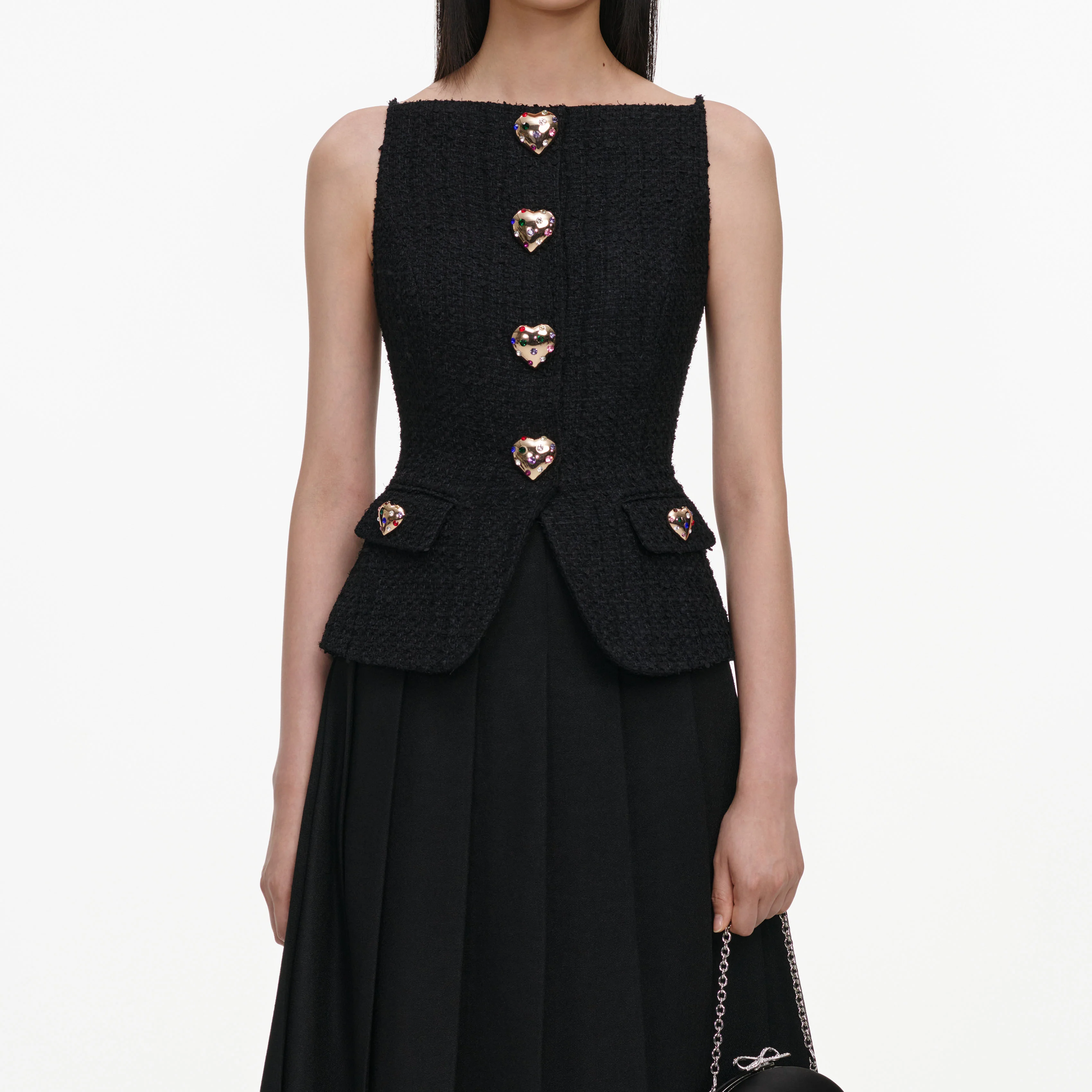 Black Boucle Crepe Midi Dress - Image 4