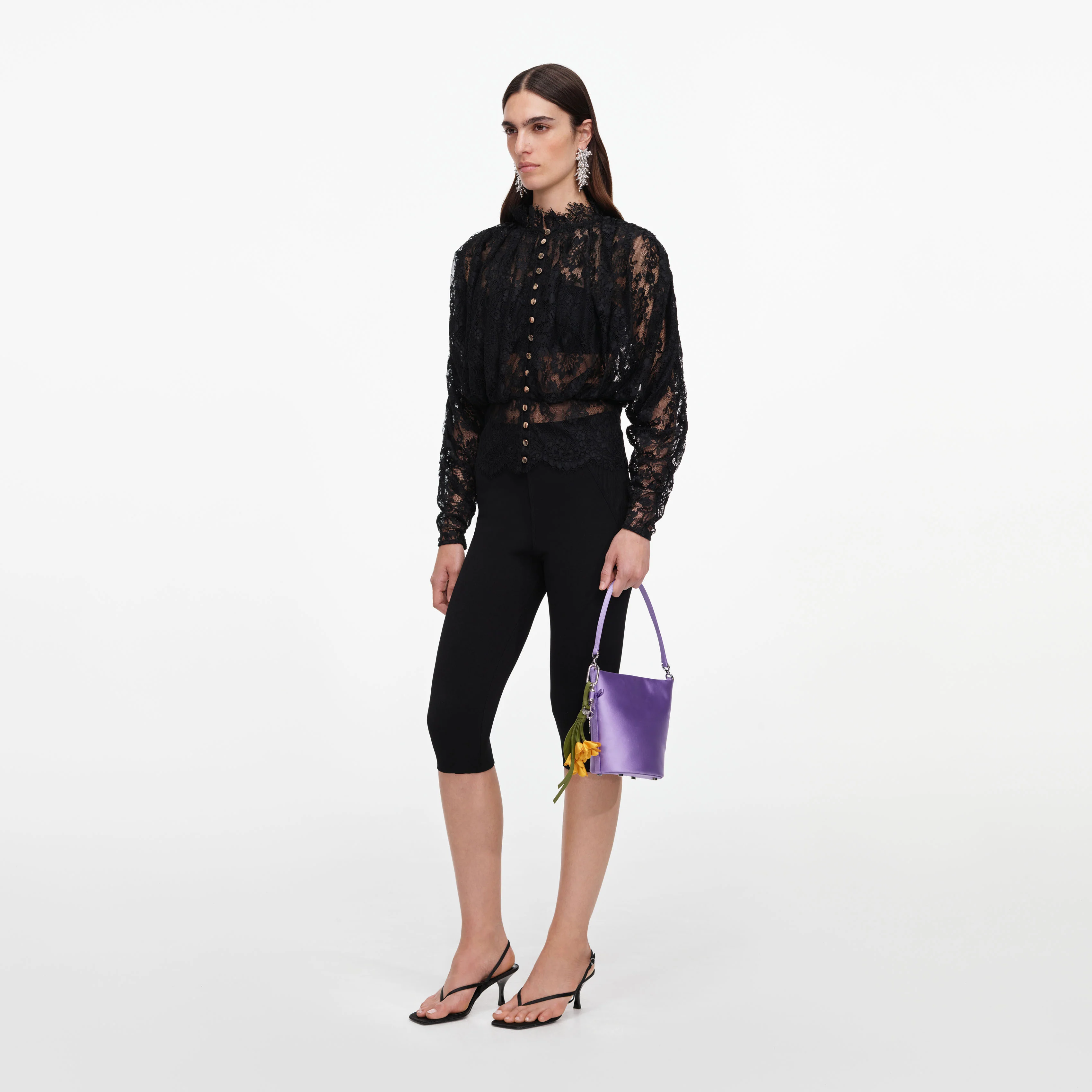 Black Capri Knit Leggings - Image 2