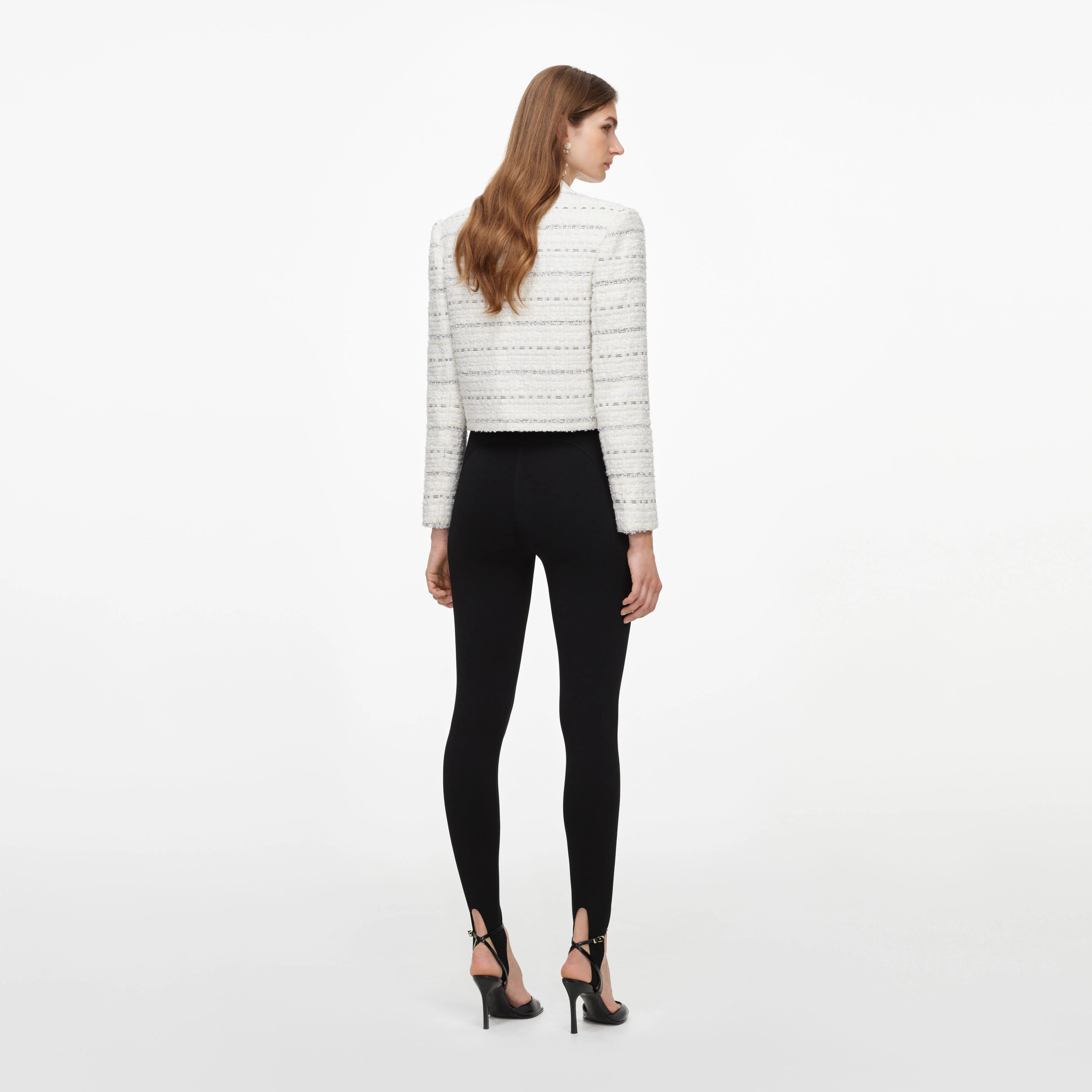 Black Knit Stirrup Leggings - Image 3