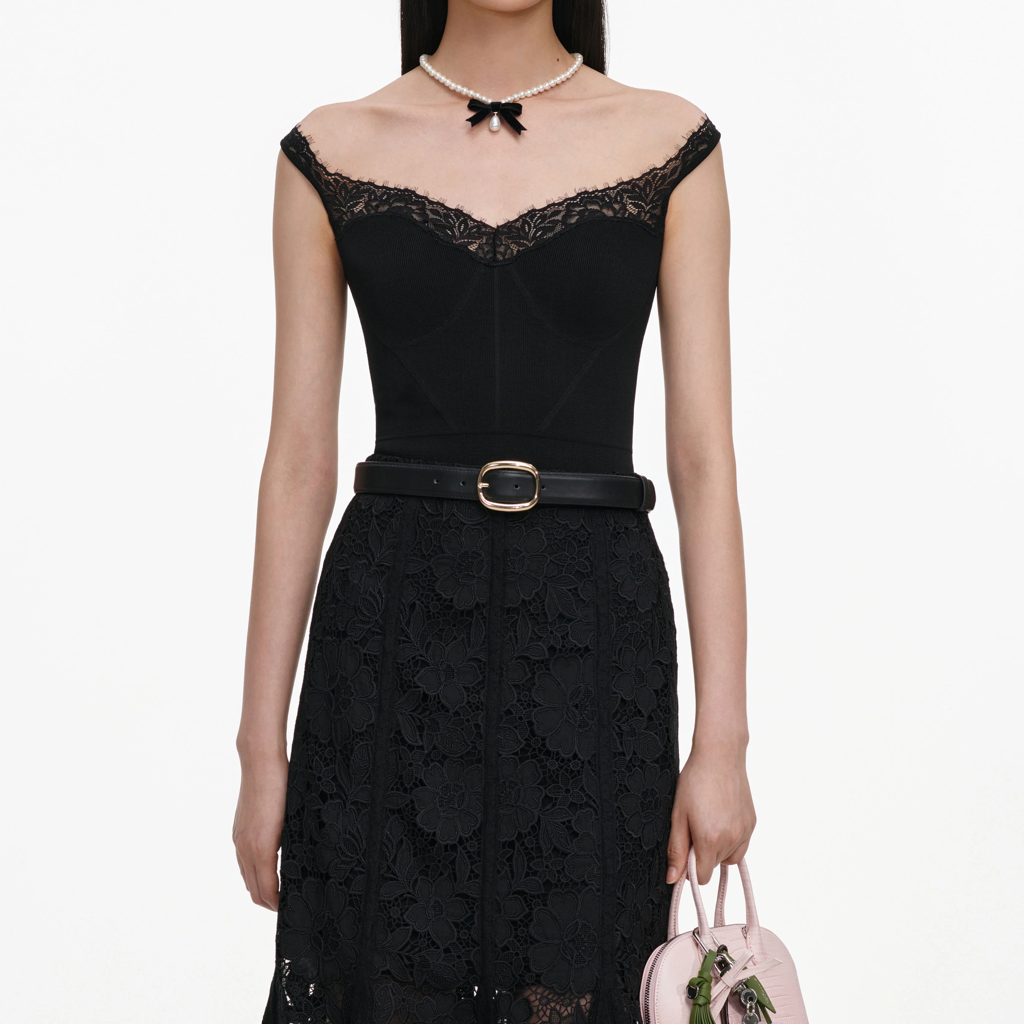 Black Lace Midi Skirt - Image 4