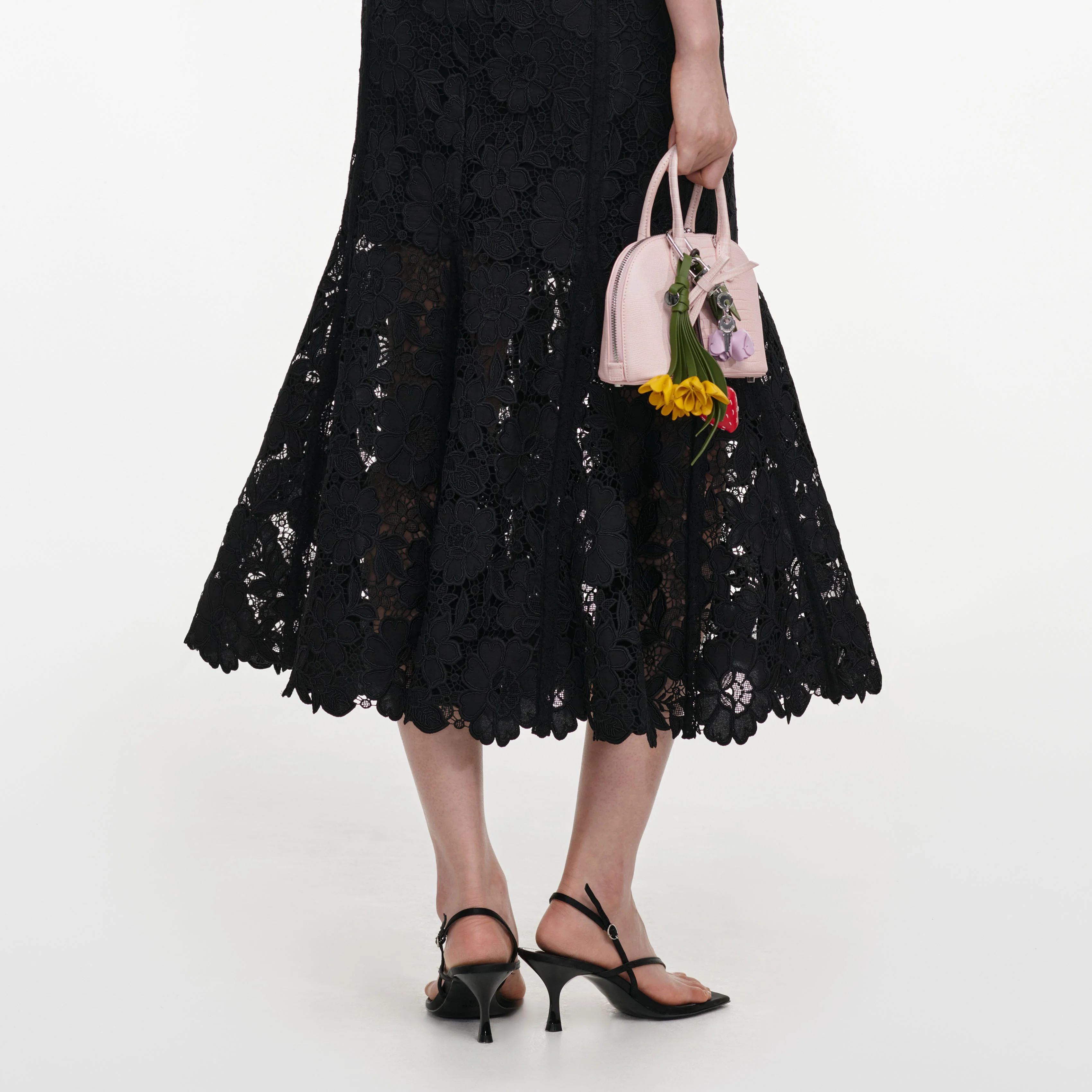 Black Lace Midi Skirt - Image 5