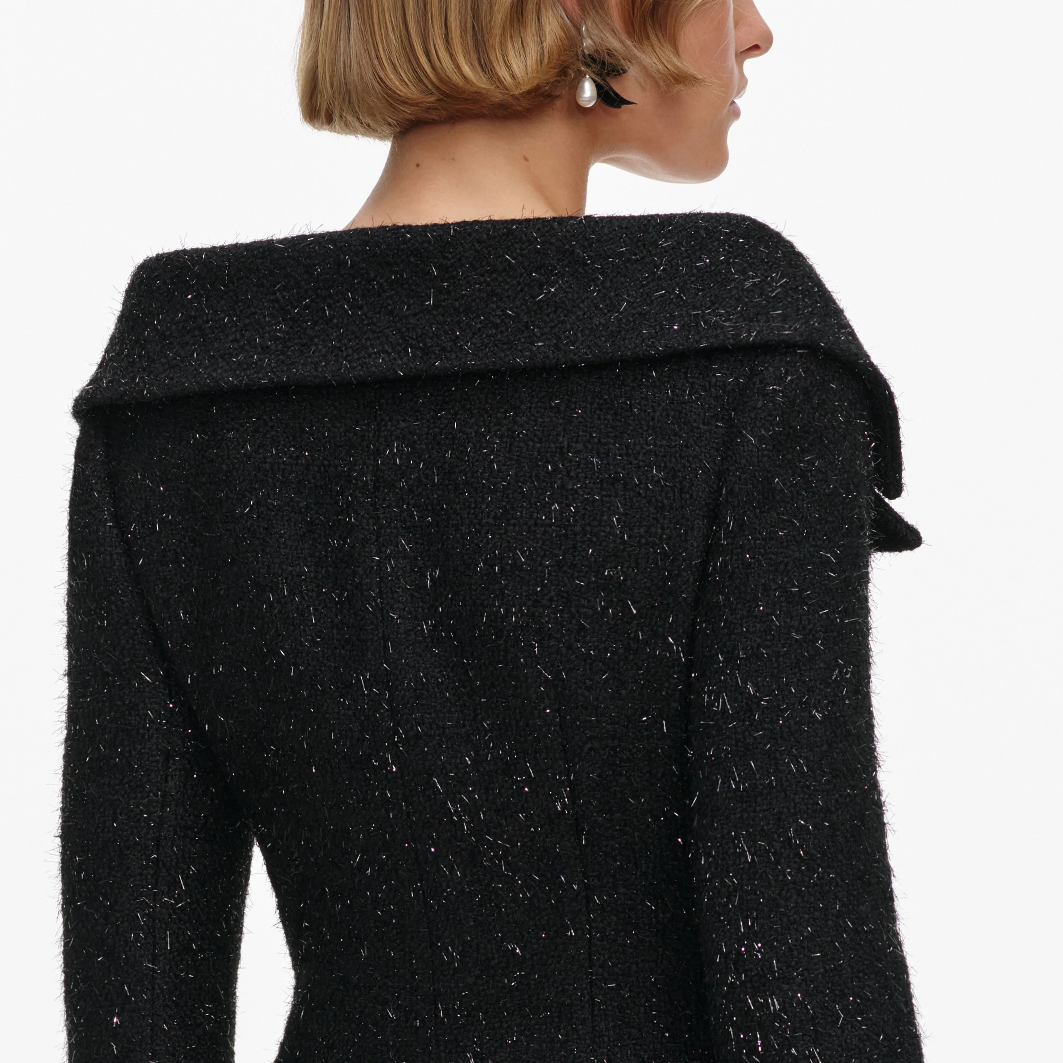 Black Metallic Boucle Jacket - Image 5