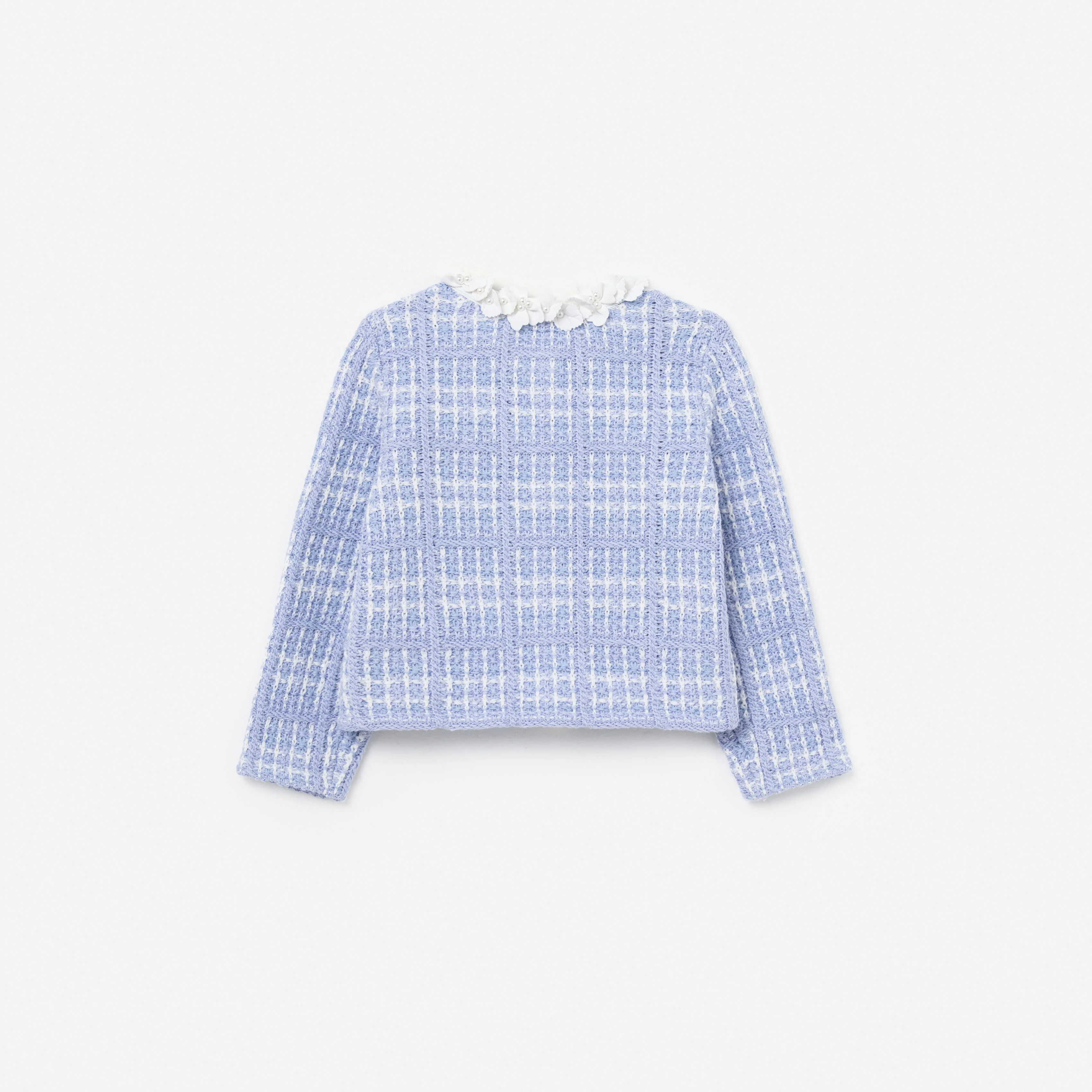 Blue Check Knit Cardigan - Image 2