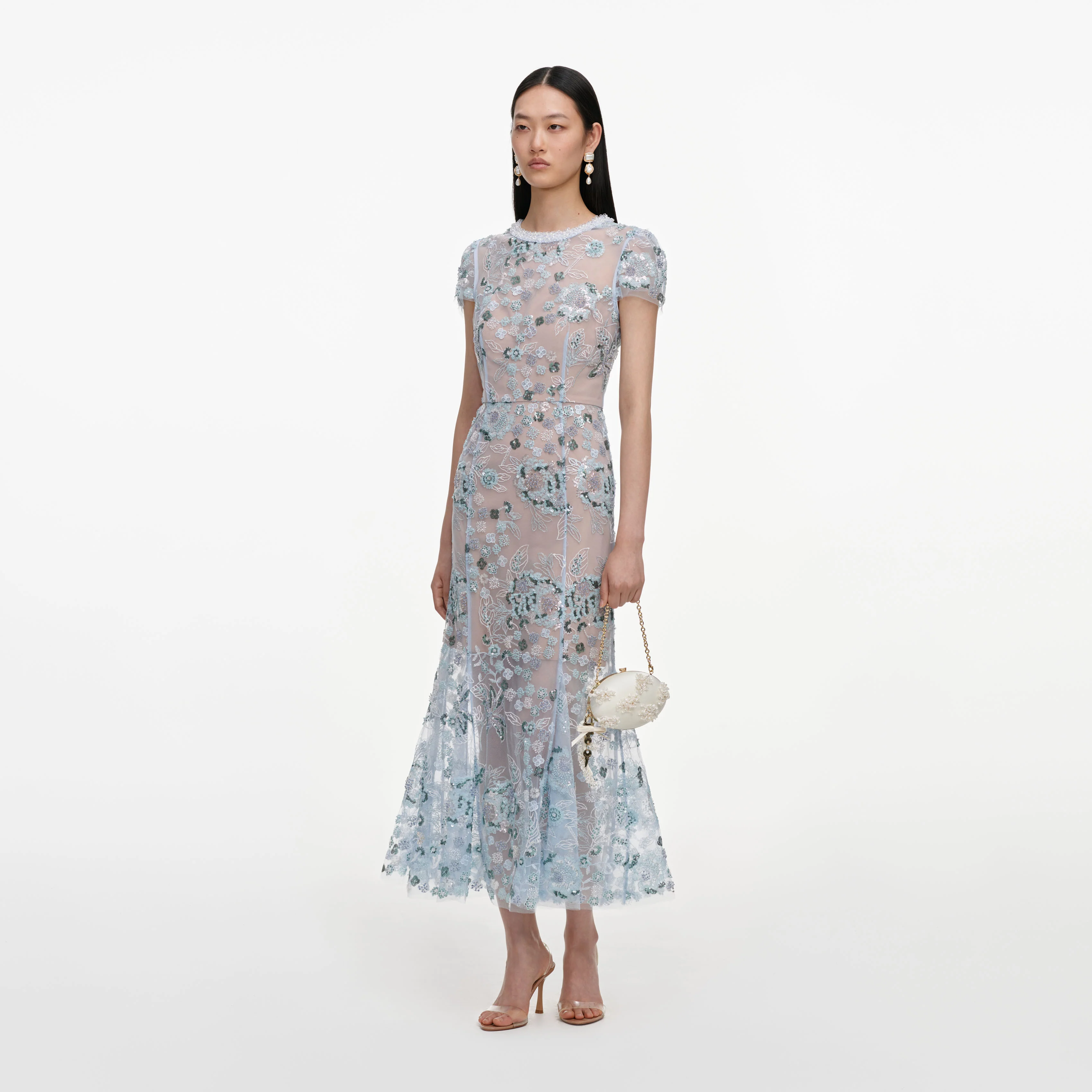 Blue Sequin Embellished Midi Dress - Image 2