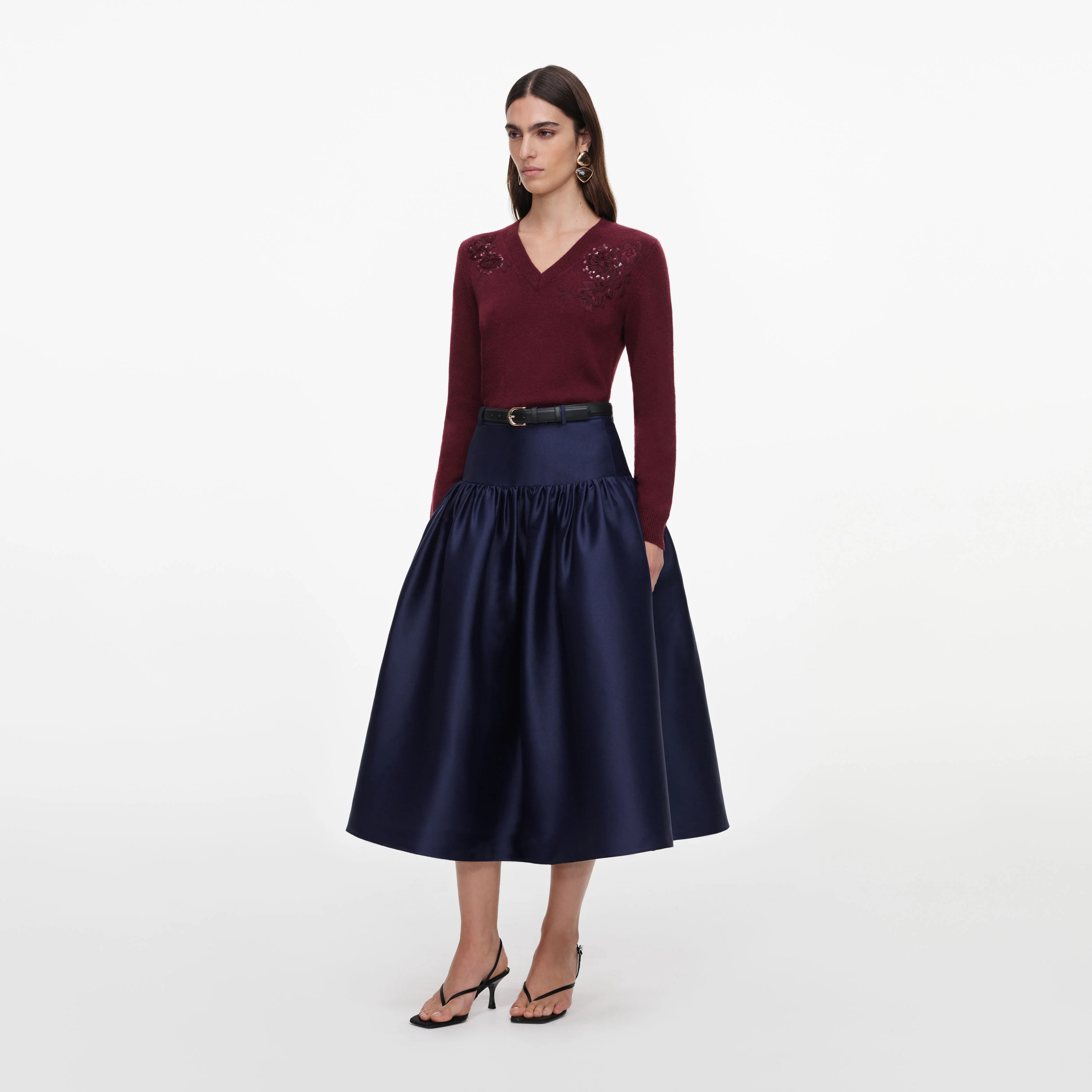 Burgundy Flower Wool Jumper - Image 2
