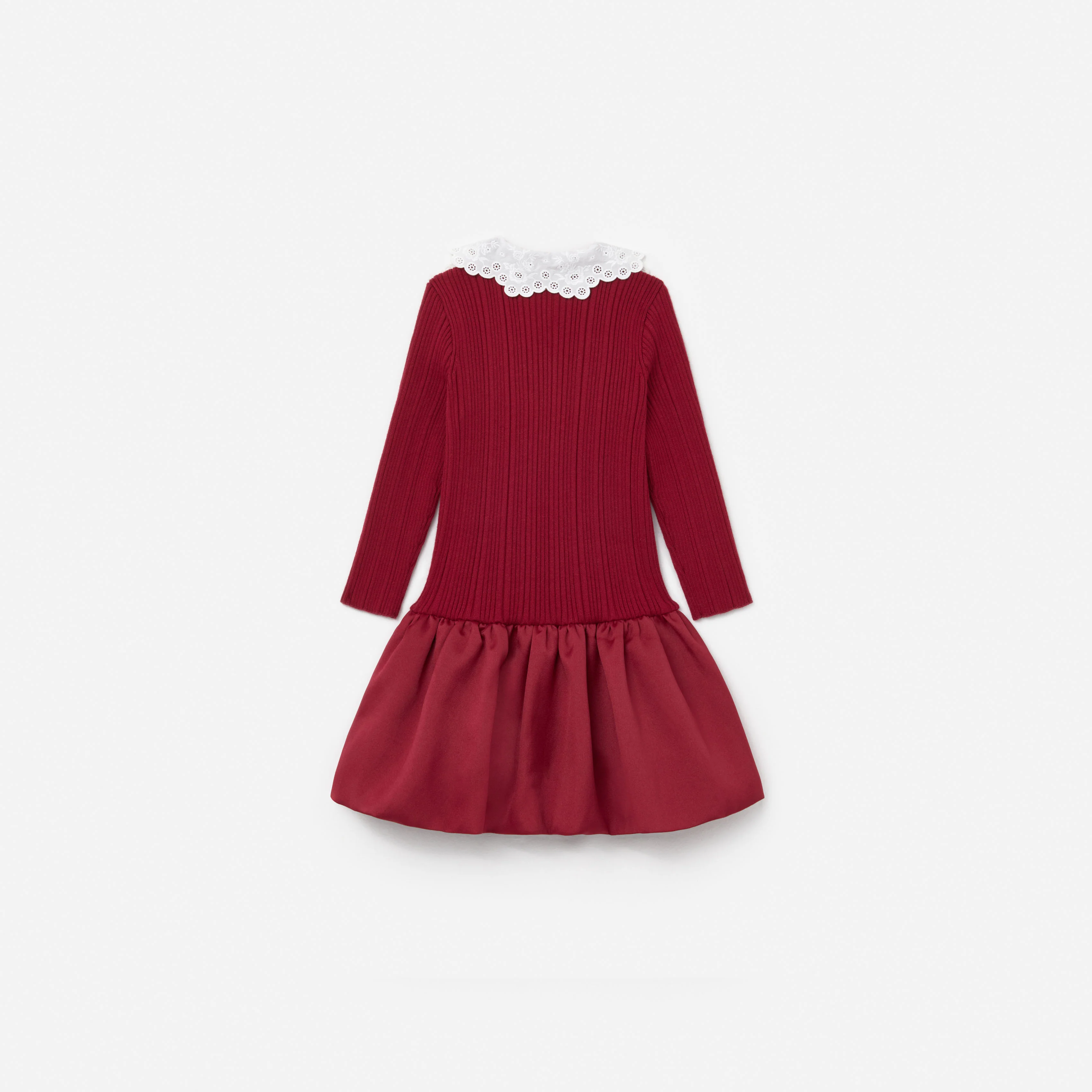 Burgundy Knit Taffeta Dress - Image 2