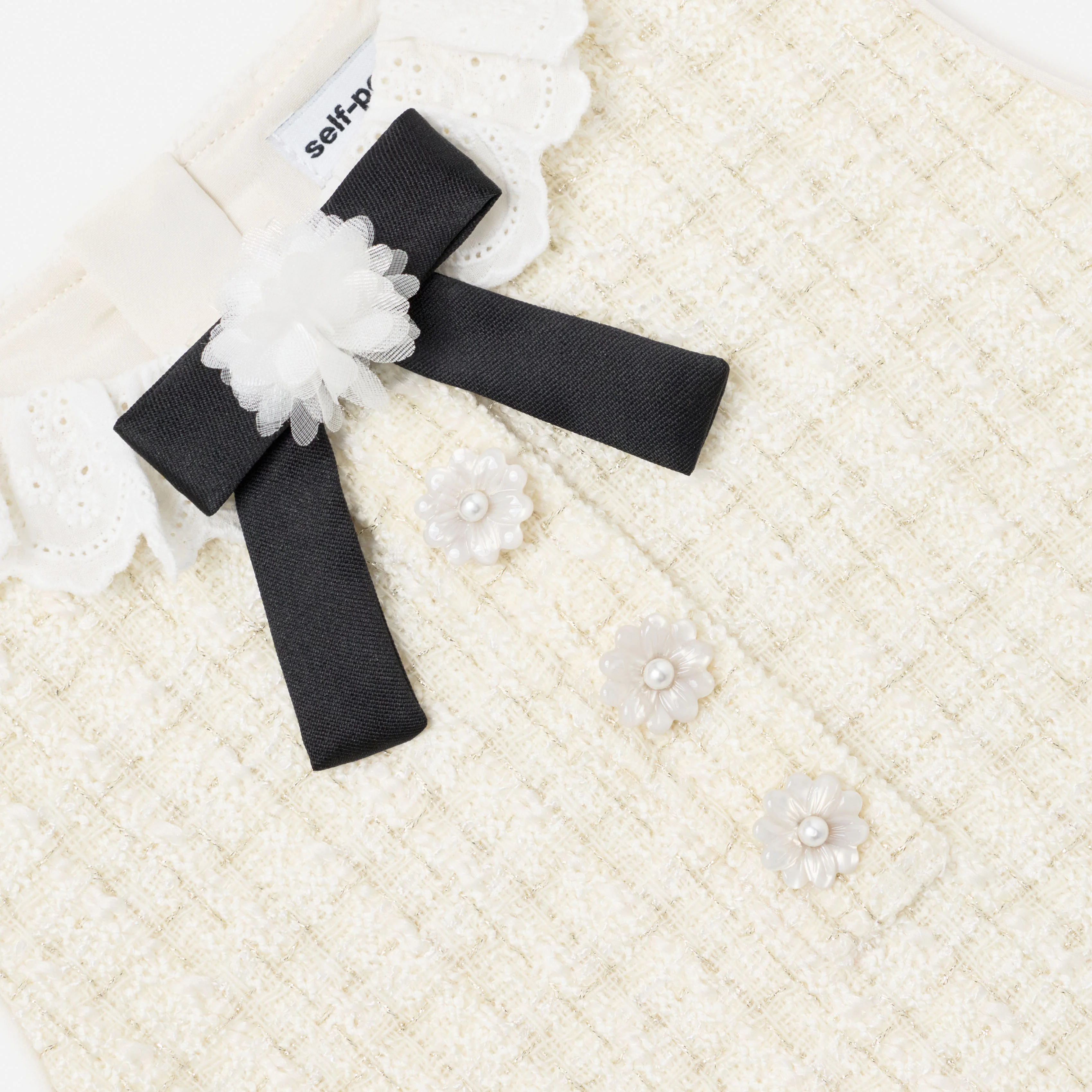 Cream Boucle Bow Dress - Image 3