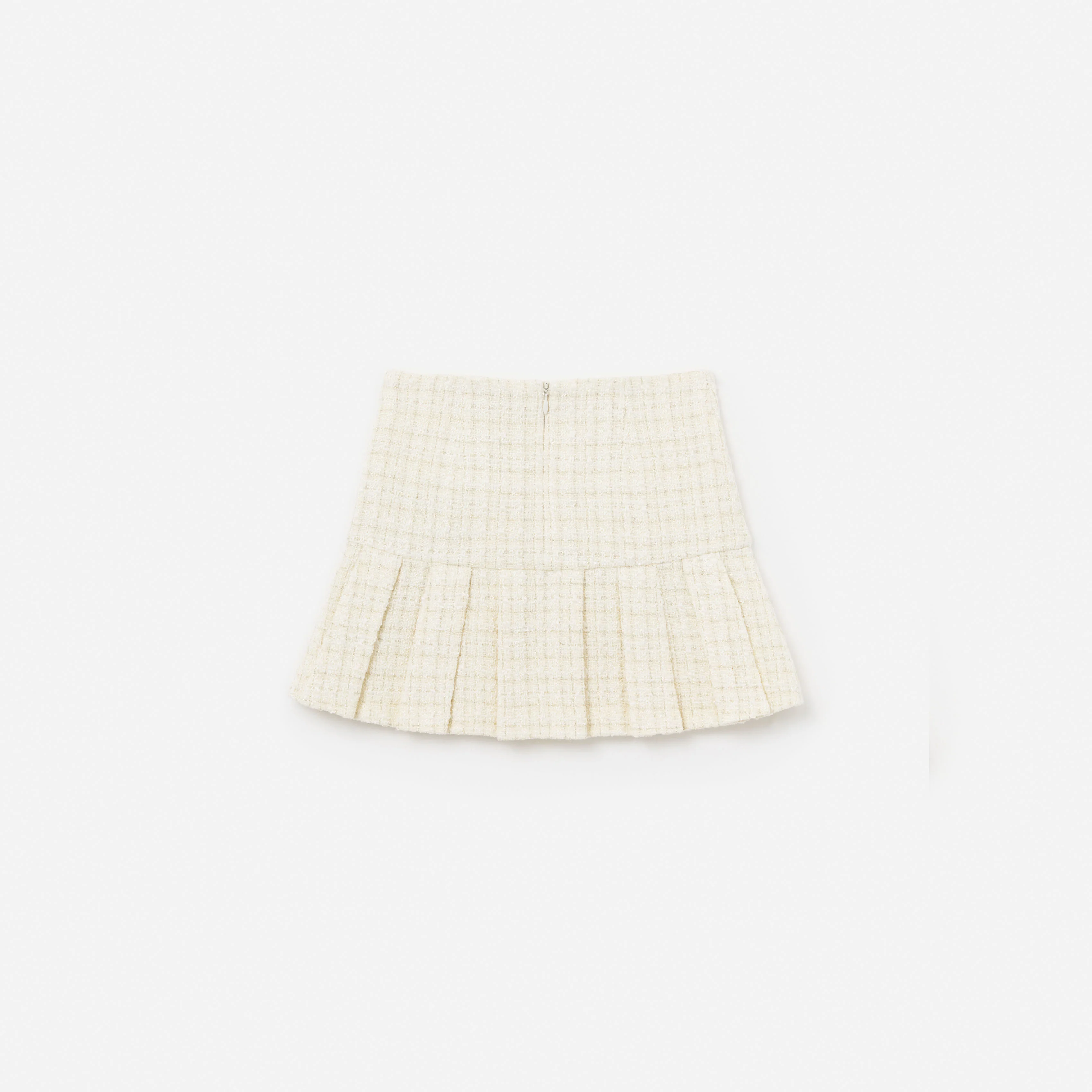 Cream Boucle Pleated Skirt - Image 2