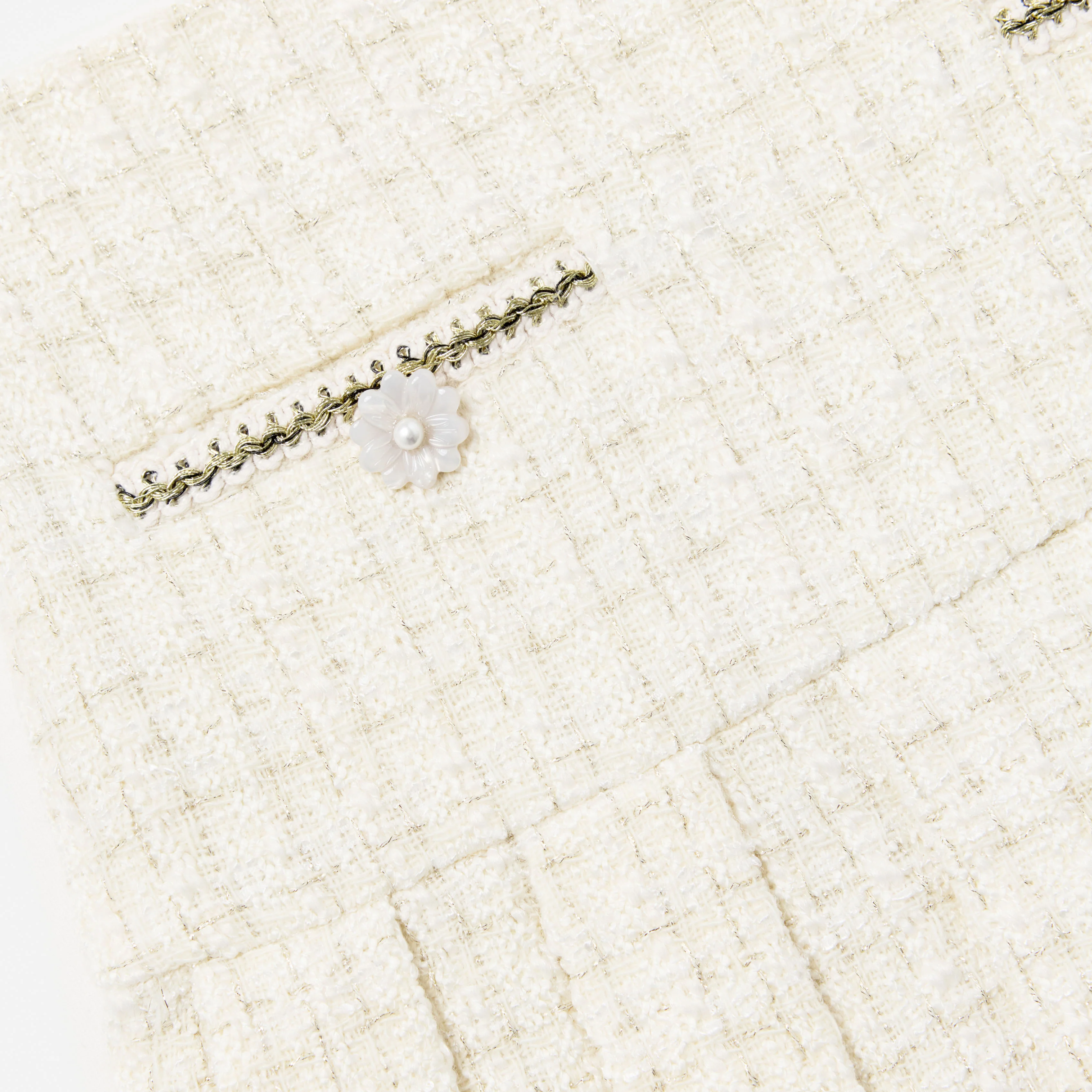 Cream Boucle Pleated Skirt - Image 3