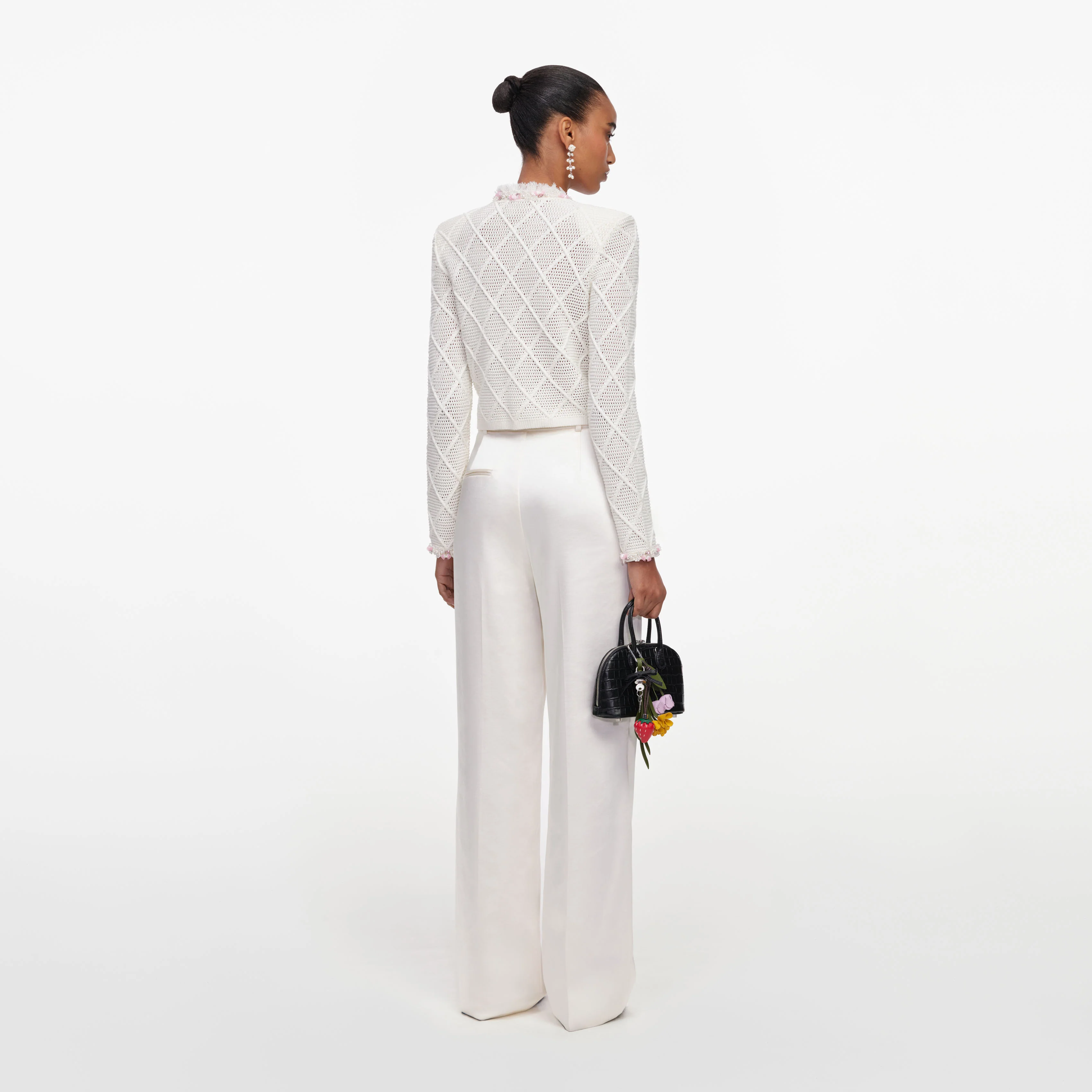 Cream Fringe Knit Cardigan - Image 3