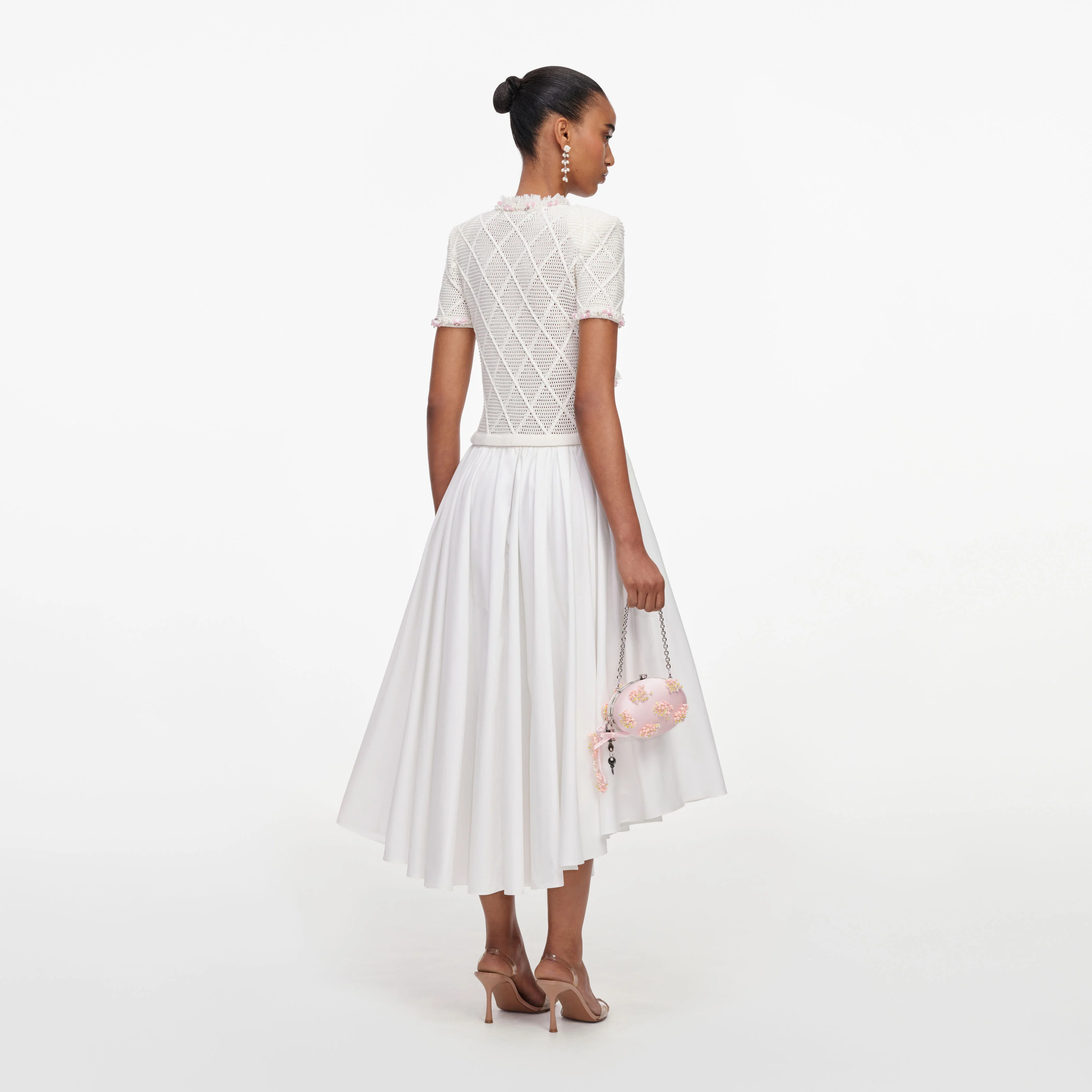 Cream Fringe Knit Cotton Midi Dress - Image 3