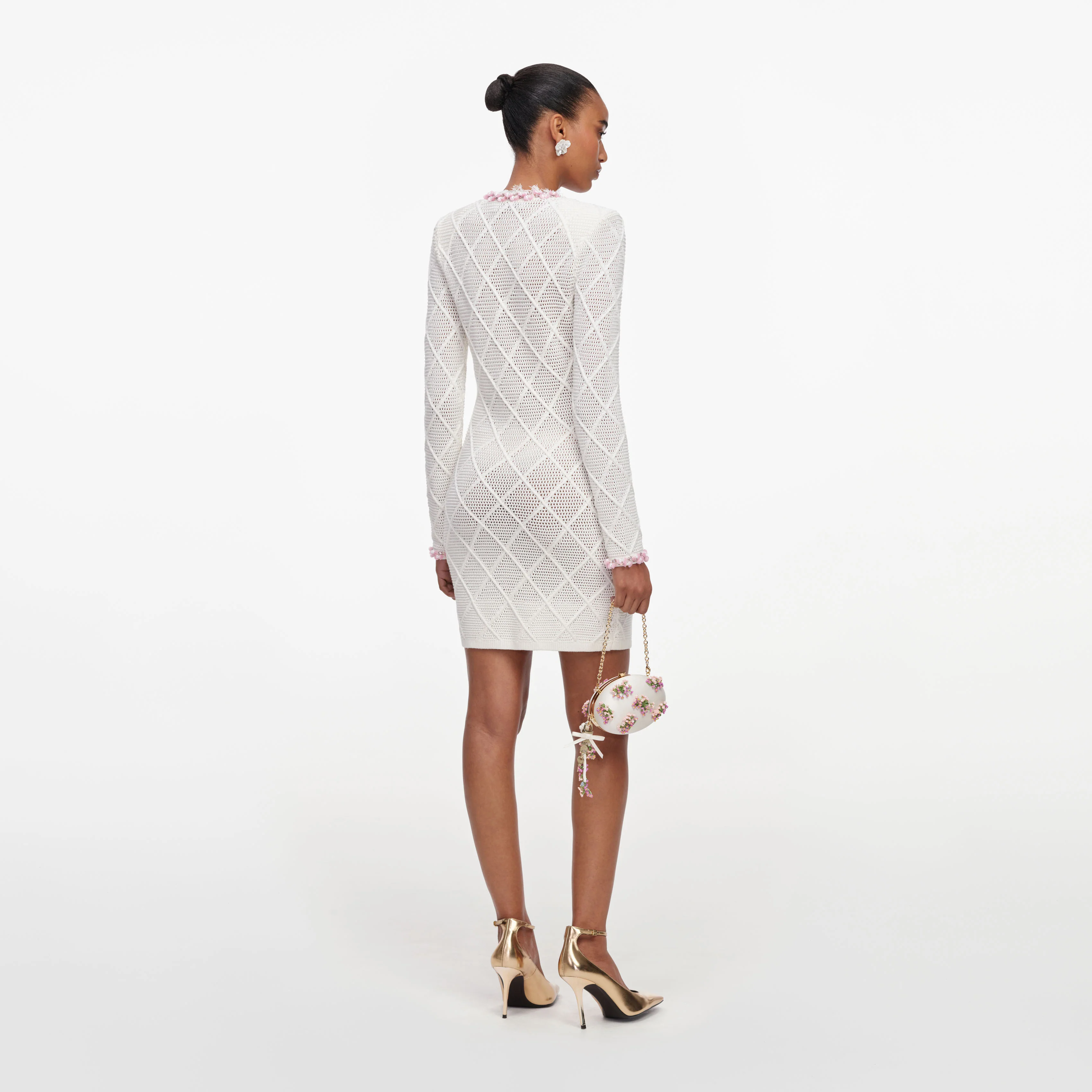Cream Fringe Knit Mini Dress - Image 3