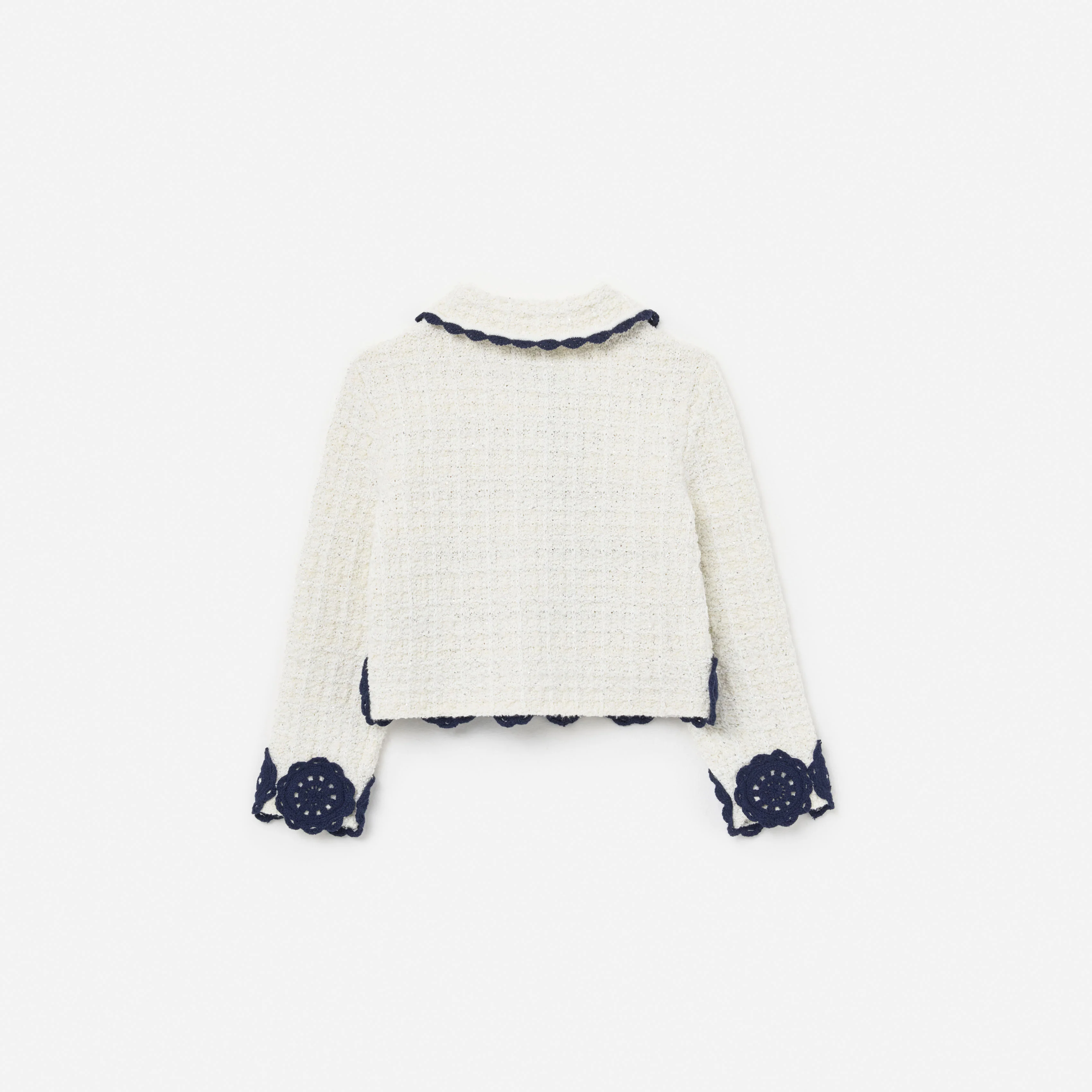 Cream Knit Contrast Trim Cardigan - Image 2